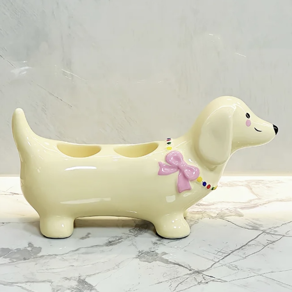 可愛臘腸狗牙刷架