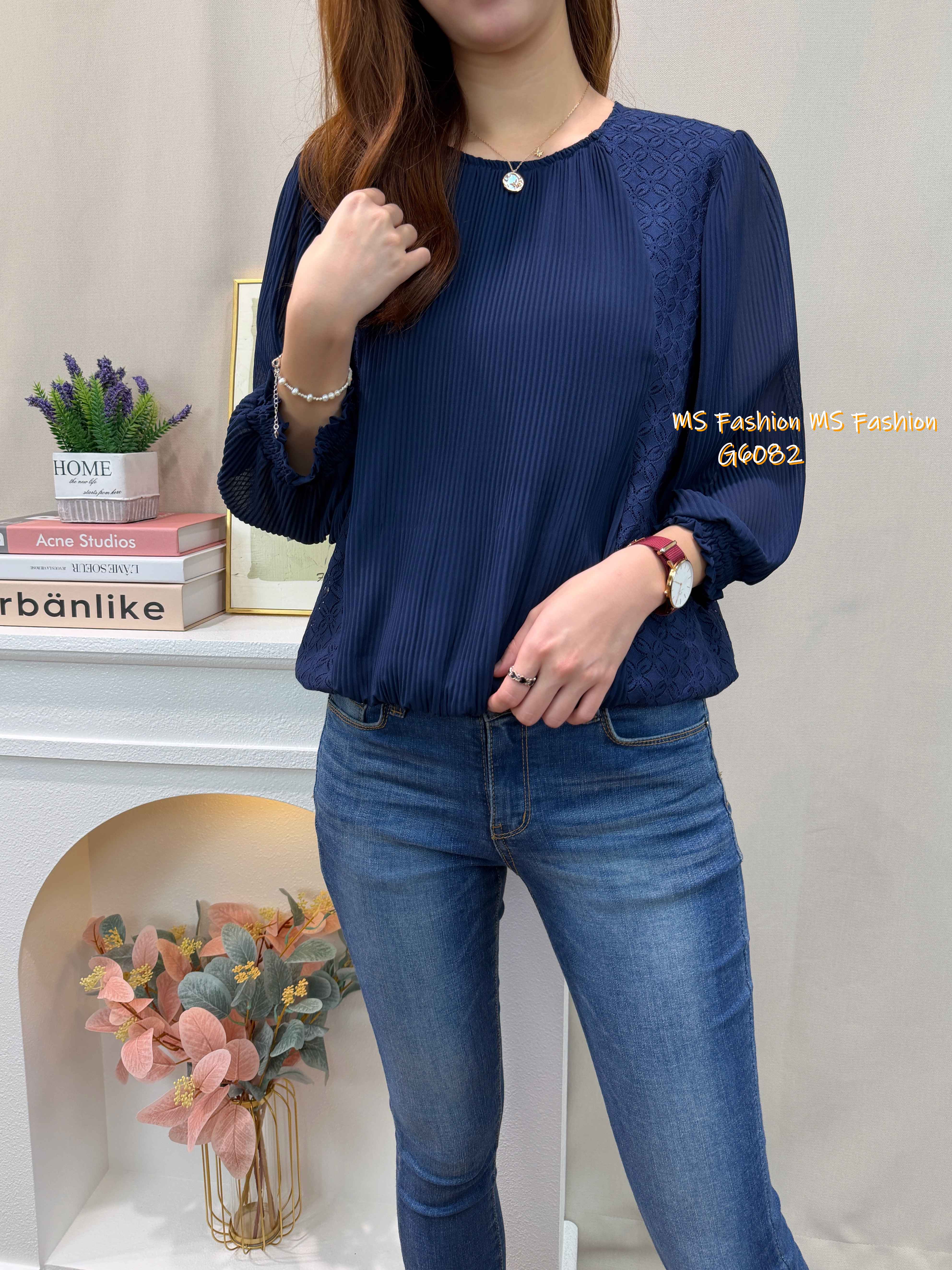 G6082 韓國🇰🇷通花百摺top