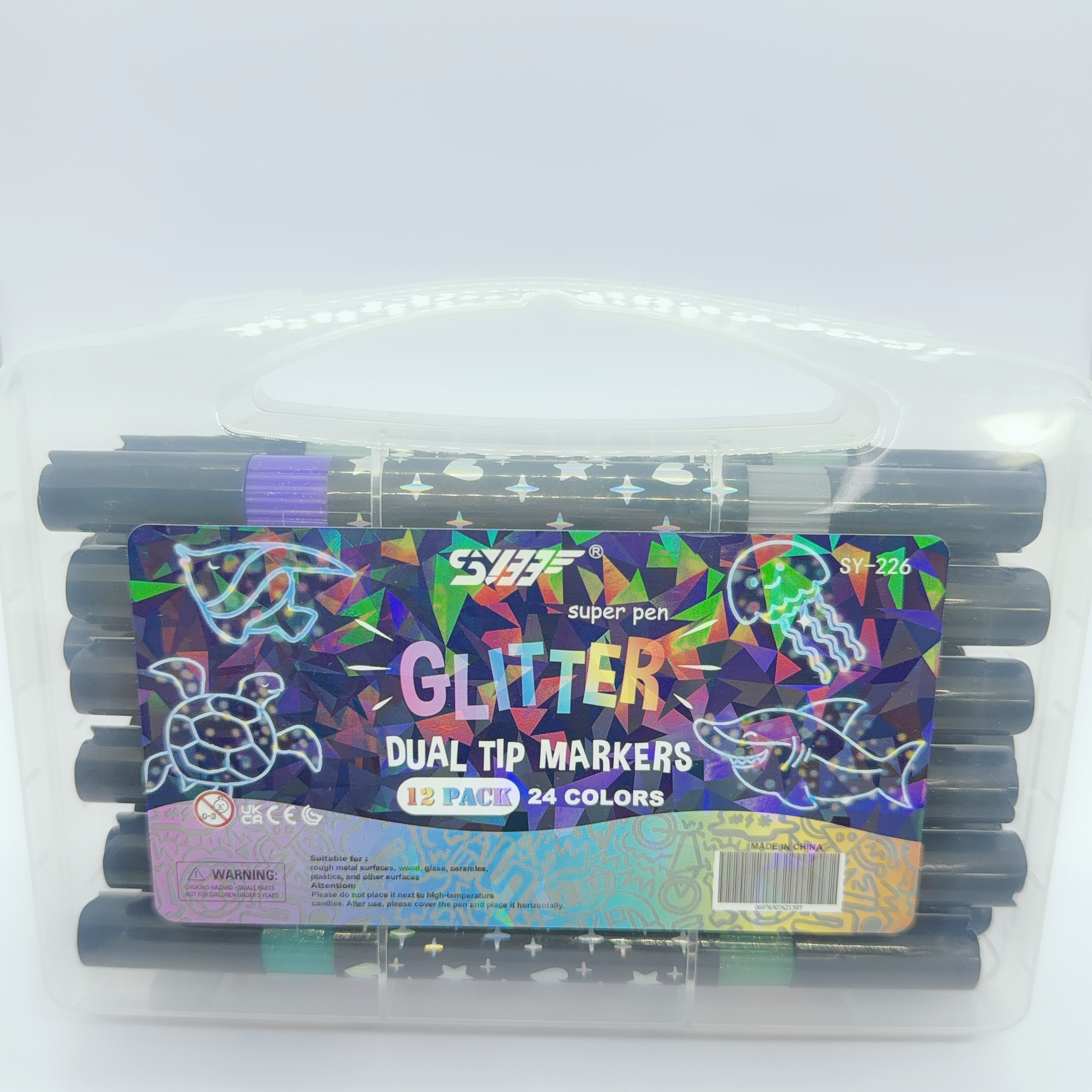 24色彩雙頭亮片奇異筆