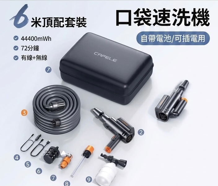 CAFELE 折疊強力高壓洗車水槍 (預購產品)