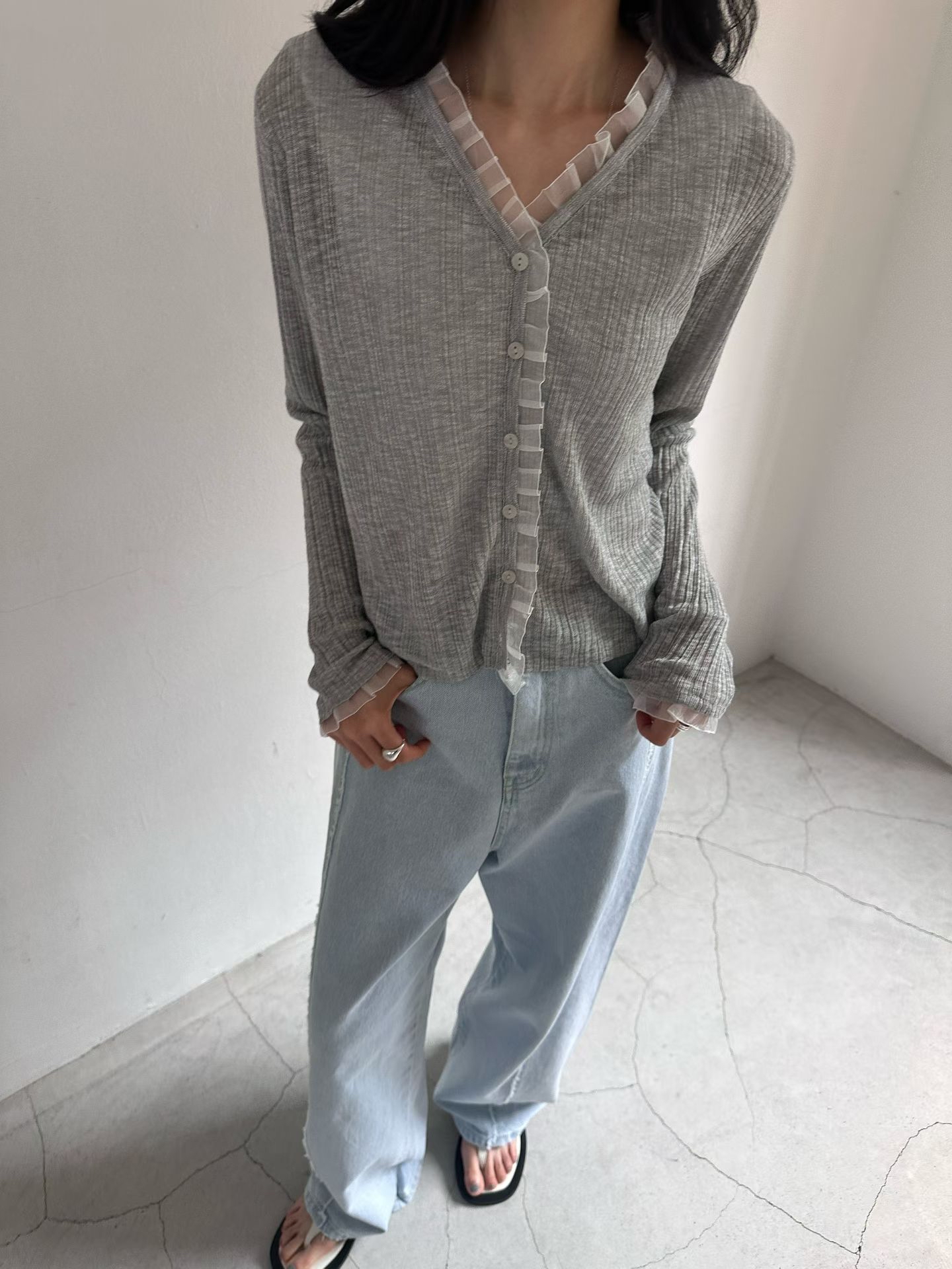 優雅荷葉邊針織Cardigan 