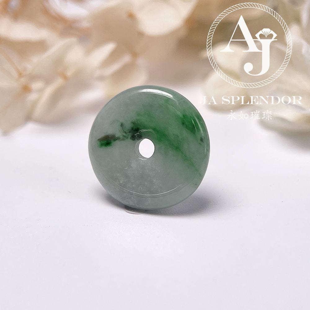 JN-3149 天然翡翠A玉 飄綠平安扣