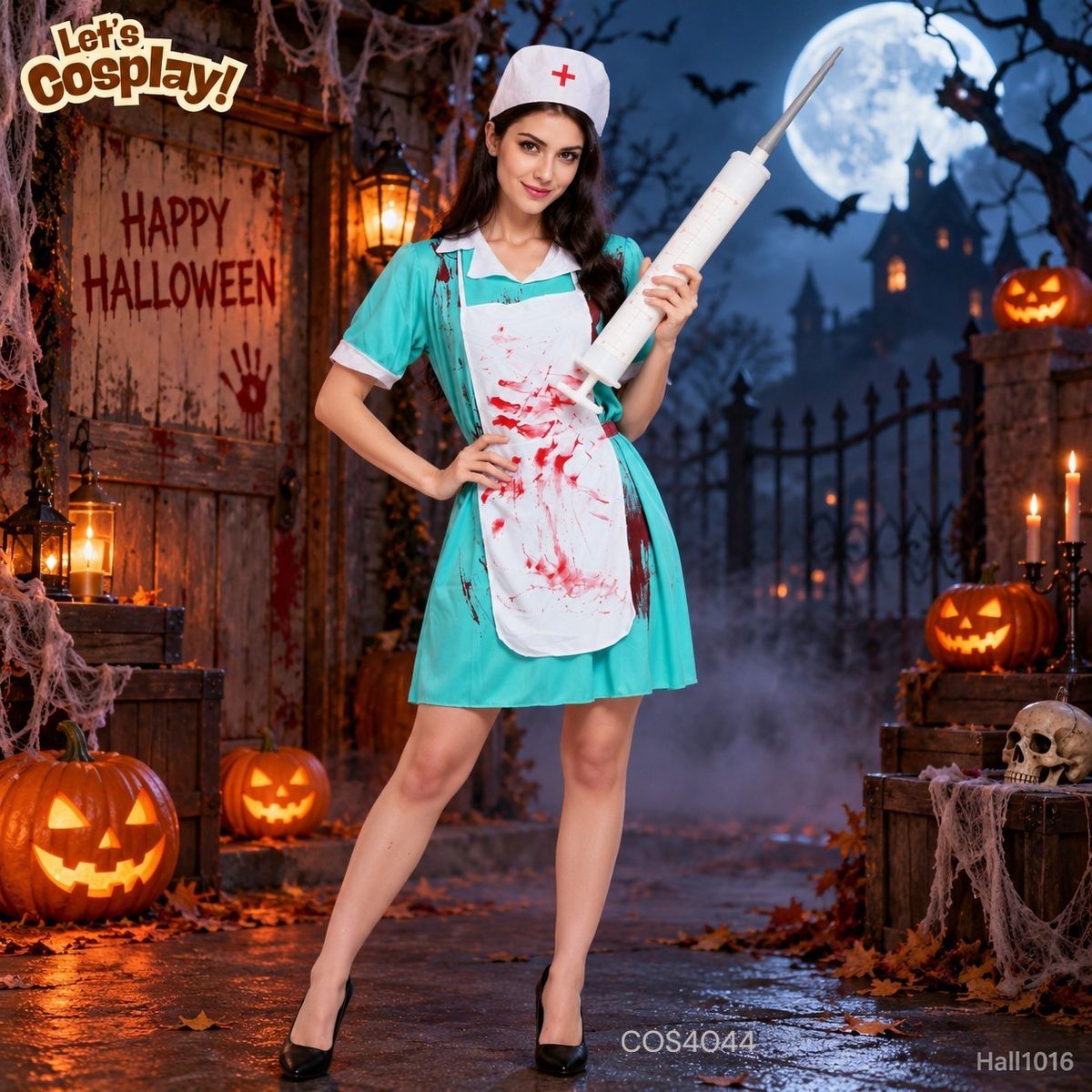成人恐怖護士角色扮演服 萬聖節 Halloween Nurse Costume 情侶裝推薦｜COS4044