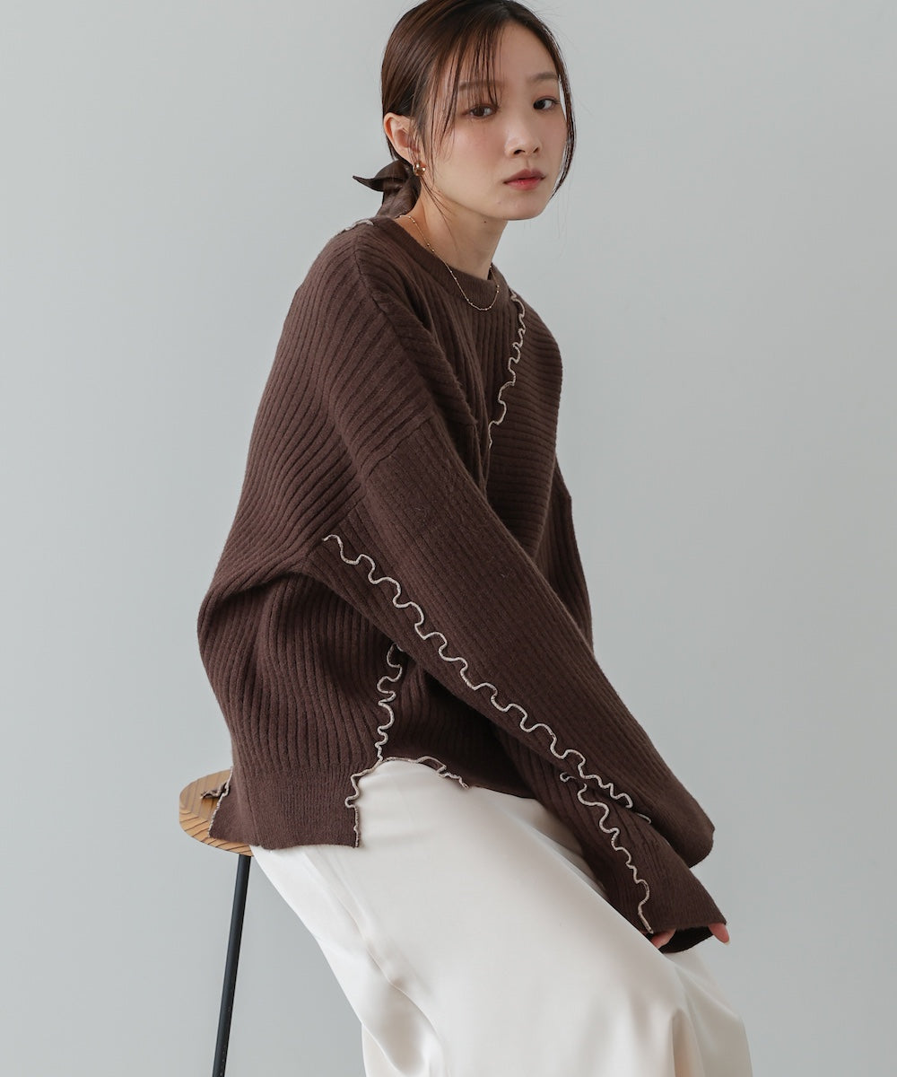 <JP> 設計感！特色滾邊軟糯Knit Top* 4色入 <預購>