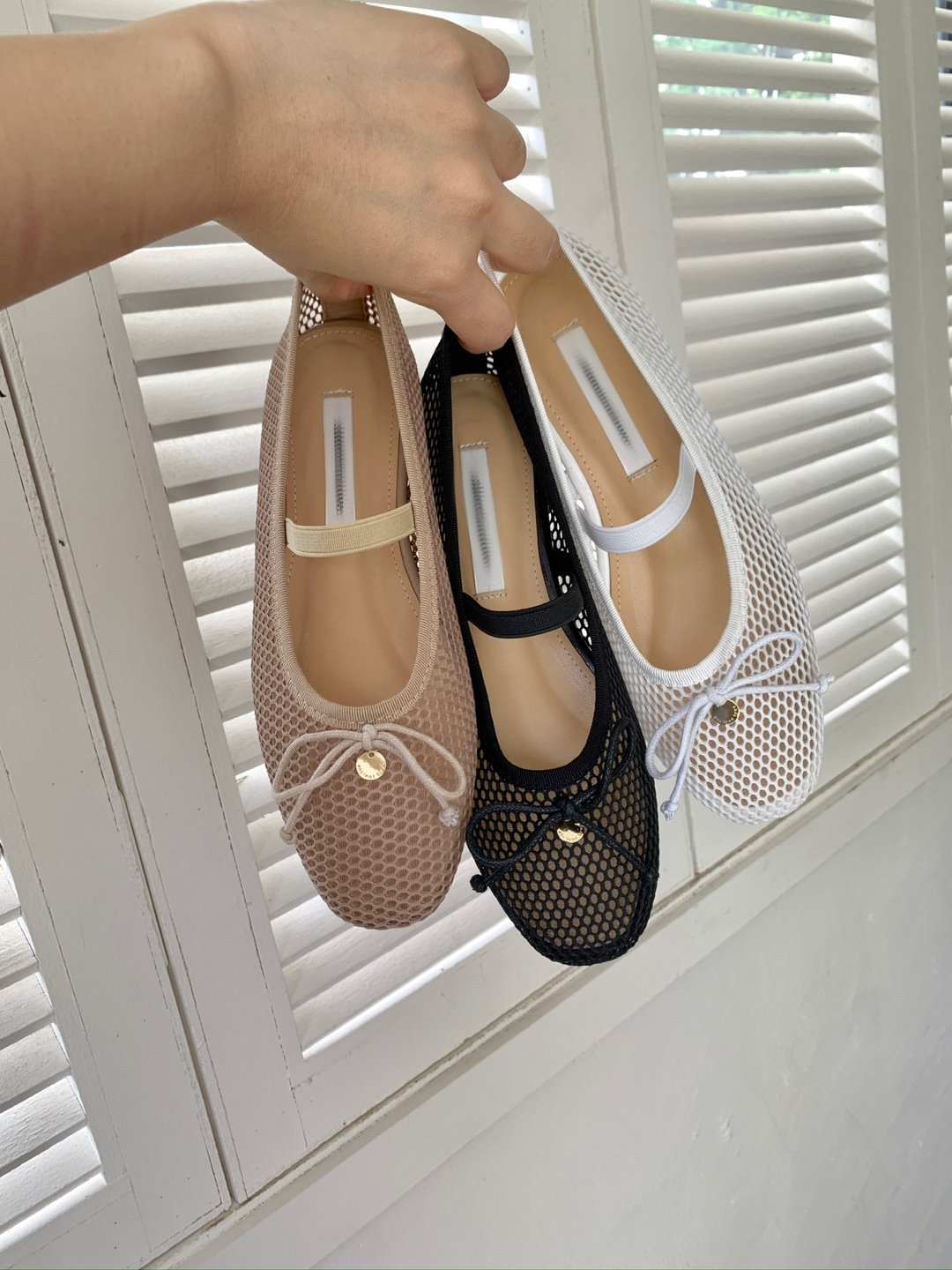 Ribbon Netted Ballet Flats (3 colors)