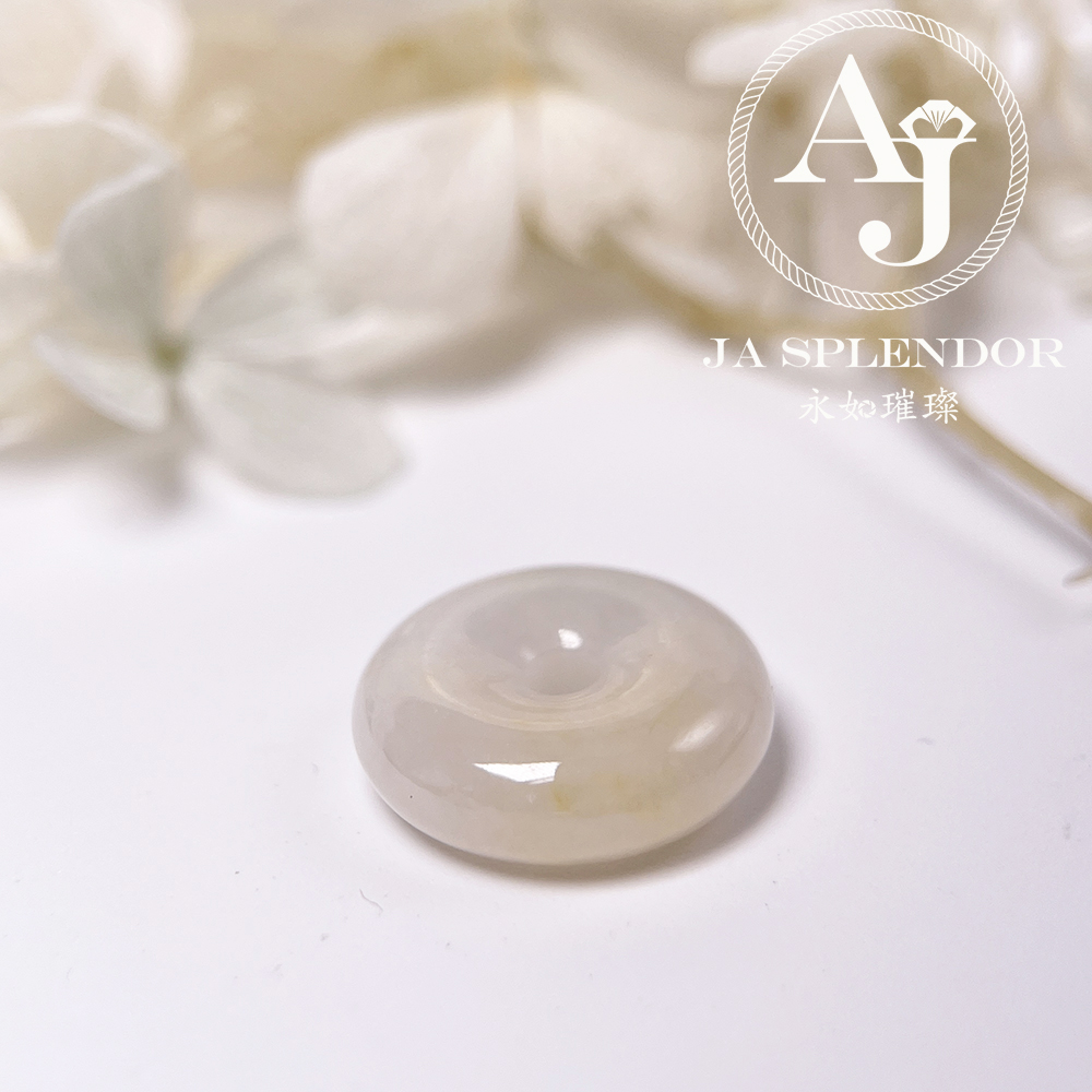 JN-476 天然翡翠A玉 冰潤雪梨黃小平安扣