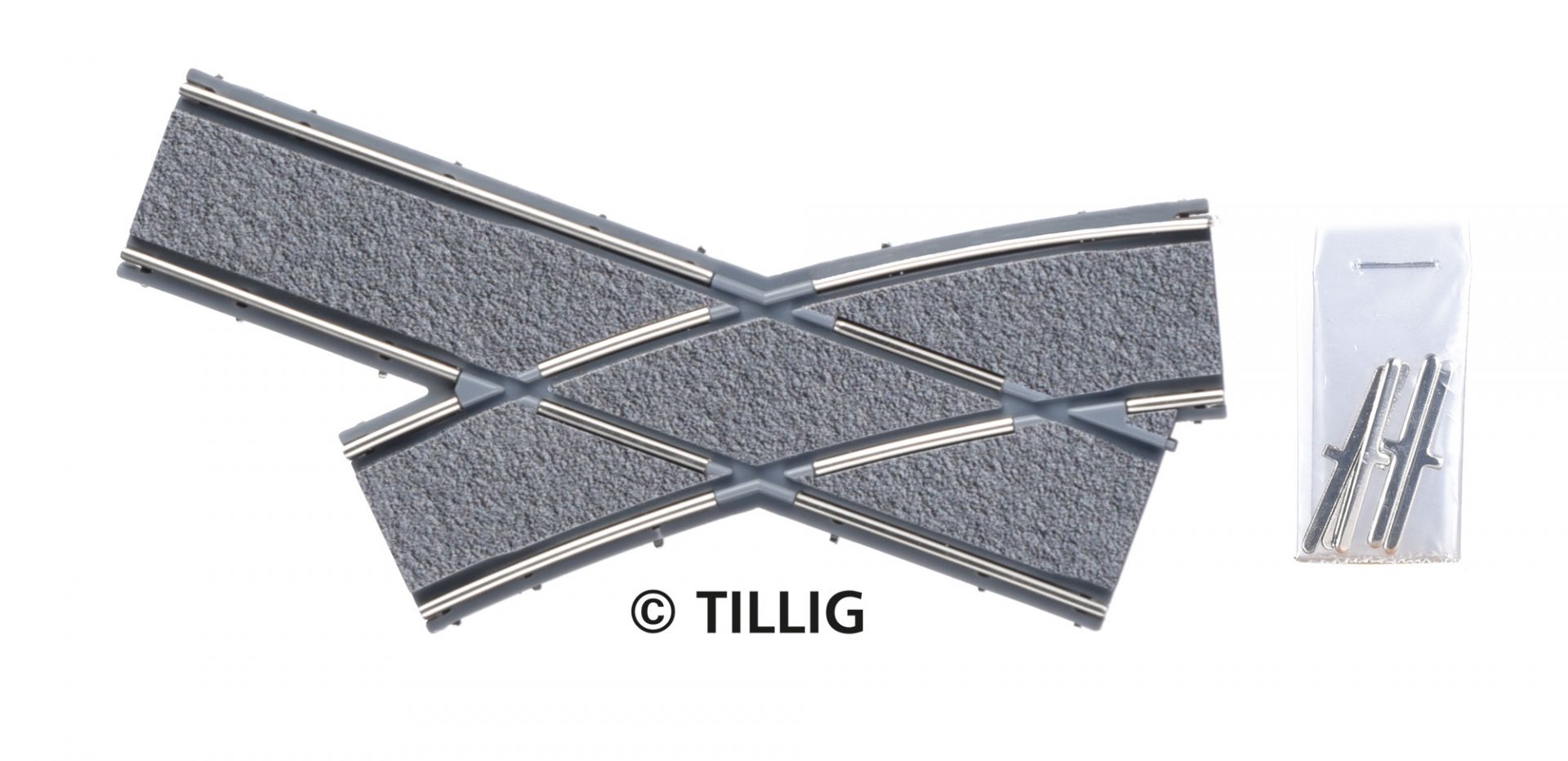 Tillig LUNA HO 彎道交叉 1:87 Curved crossing bitumen/concrete 馬路路軌•城市輕軌•電車路軌