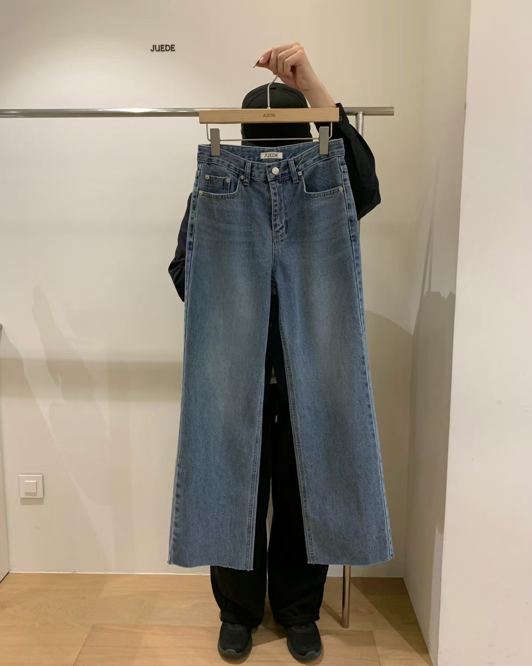 追加 不修邊 牛仔褲