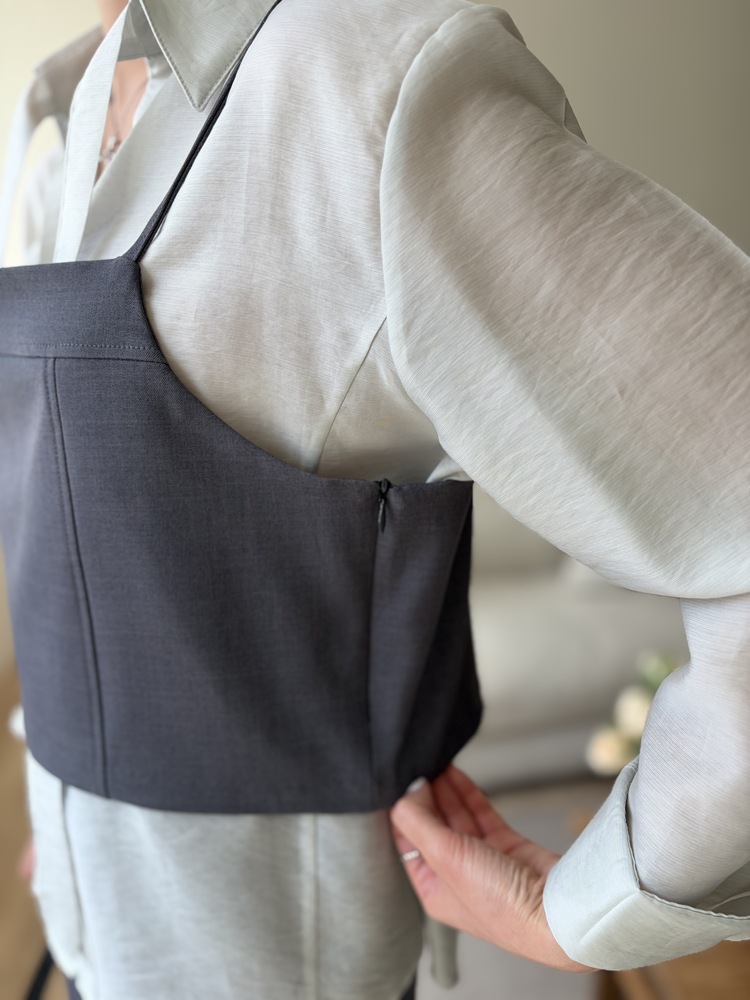 Colette Layered Cami Top (Charcoal)