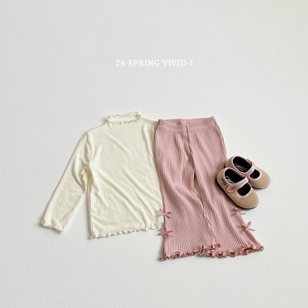 🌸預訂 韓國直送🌸🇰🇷VIVIDI三色絲帶羅紋花邊喇叭褲