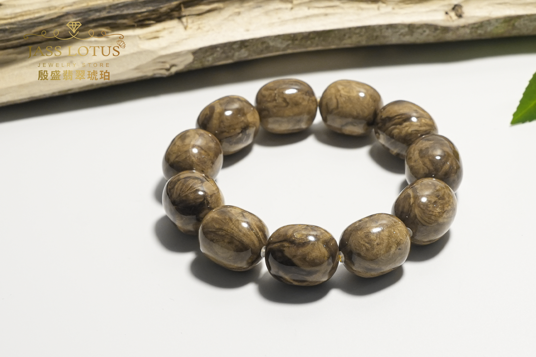 緬甸天然琥珀老礦根珀棗形珠手串