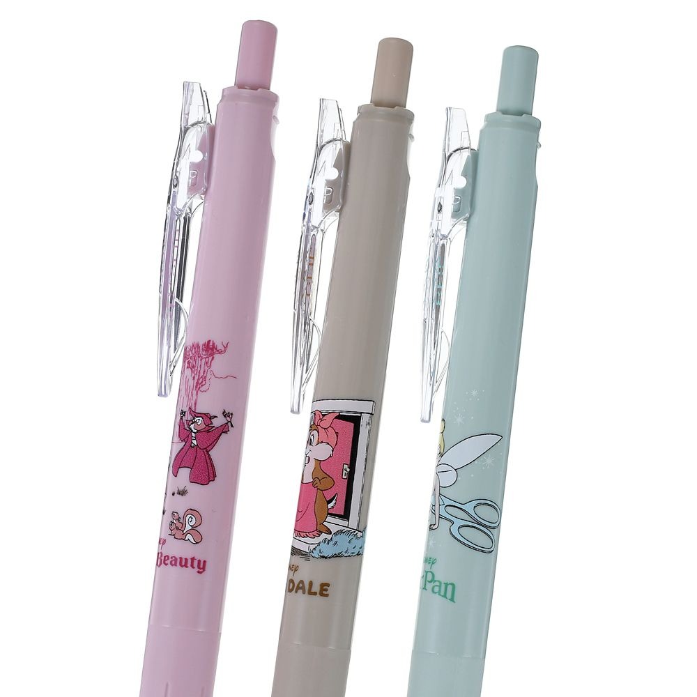 現貨｜【日本 Disney Store 限定】 一套三枝 Princess Aurora 睡公主 Tinker Bell Chip & Dale 日本製 Zebra SARASA CLIP 0.5mm 黑色 啫喱筆 214088