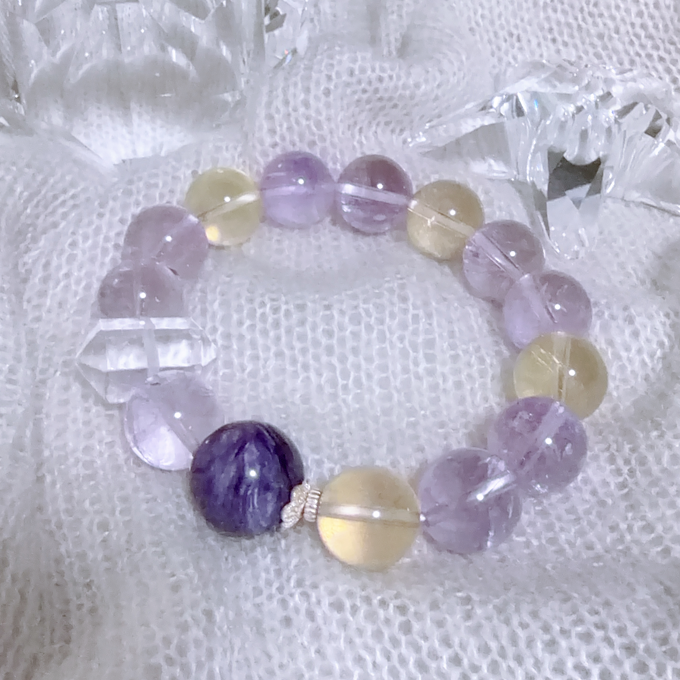 水晶珠手鏈 （紫水晶+檸檬晶）