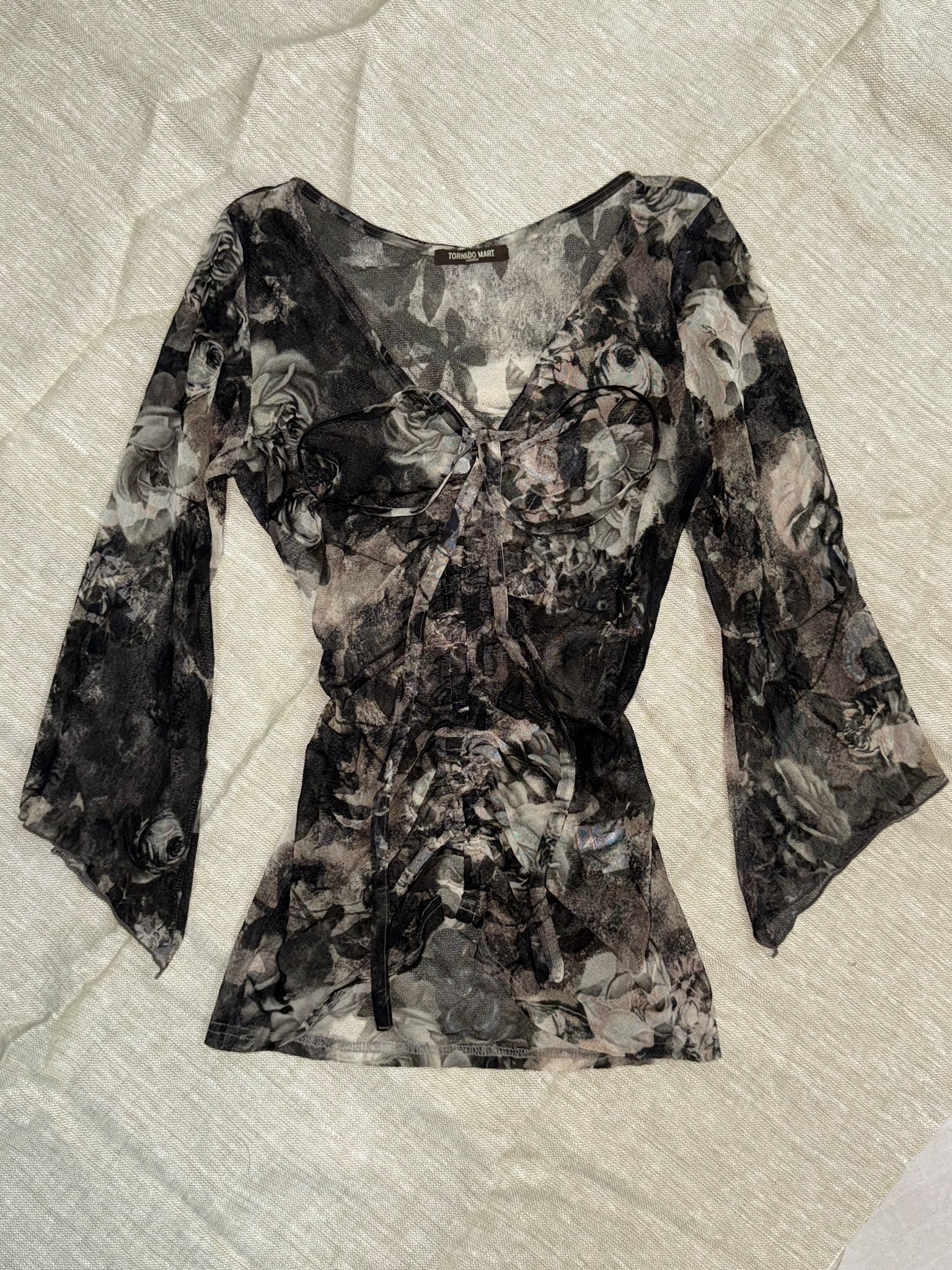 Floral Mesh Peplum Top