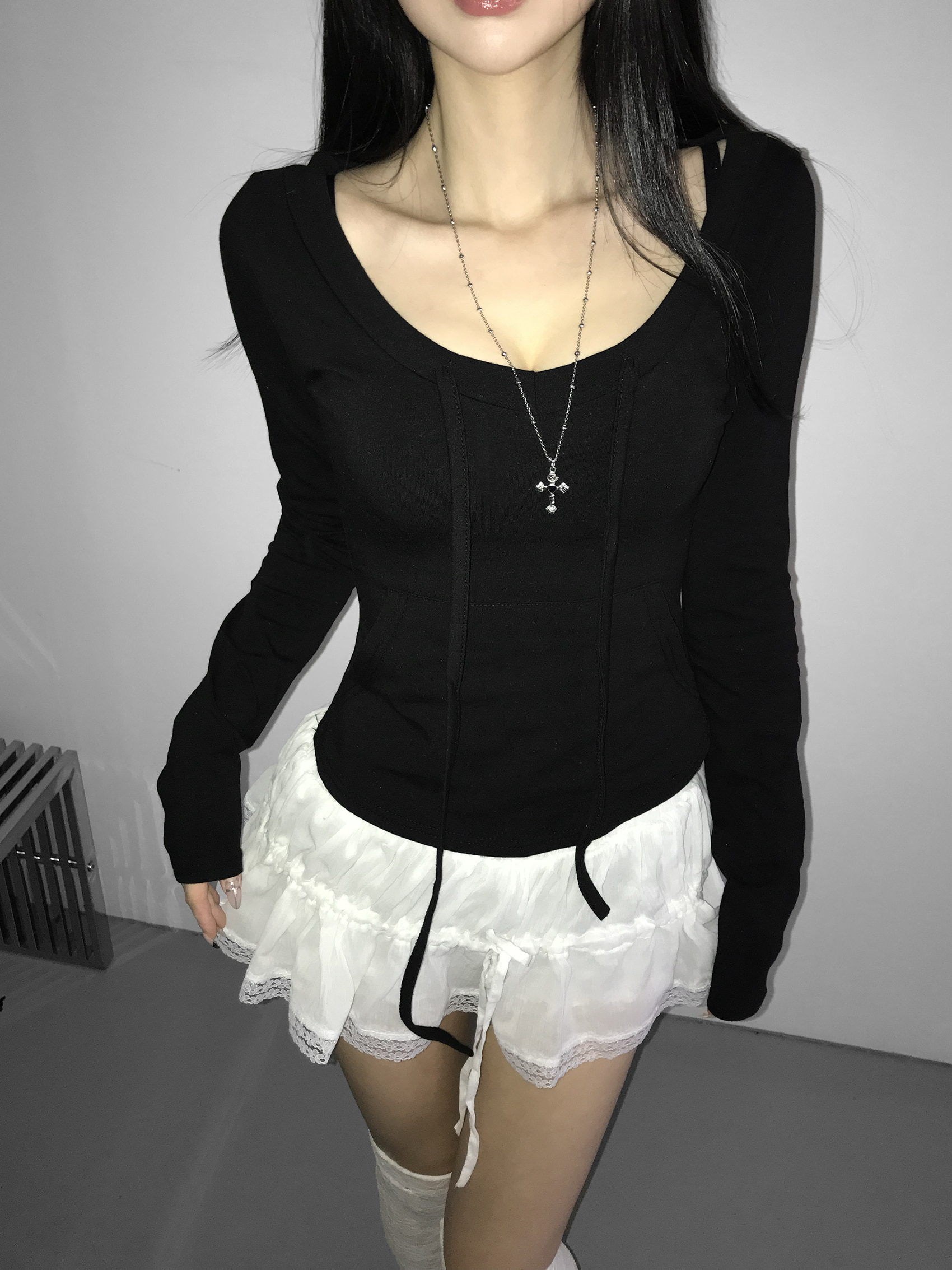 Drawstring Scoop Neck Top