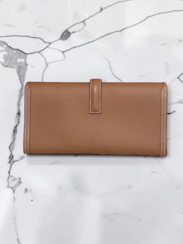 HERMES Jige Elan 29 Stamp U Clutch gold Calfskin 100%Authentic, 99%new ✅box