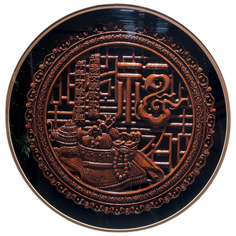 實木浮雕 福壽安康掛畫 