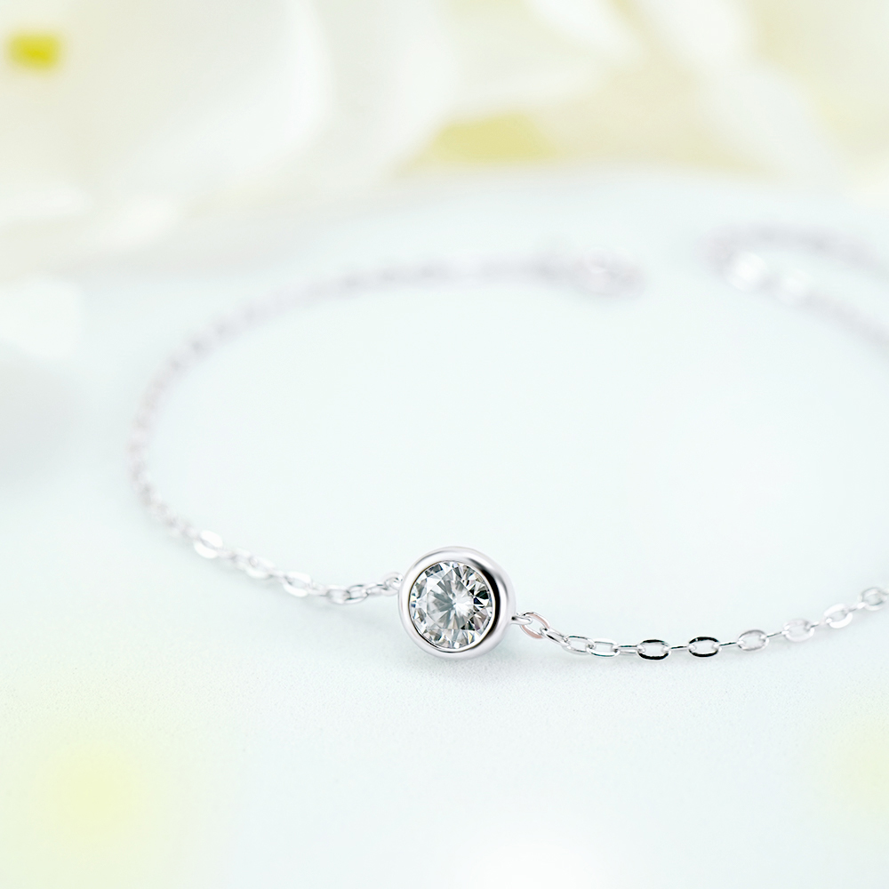 📦訂購 台灣限定 STORY 故事銀飾 簡愛單鑽莫桑石純銀手鏈