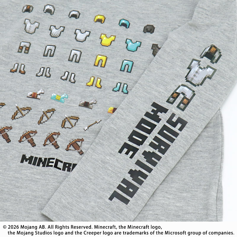 🆕【⭐訂購⭐】🌀 #Minecraft 防具武器圖案長袖 tee［2款選］🌀 [PLBA-0124] [260308]