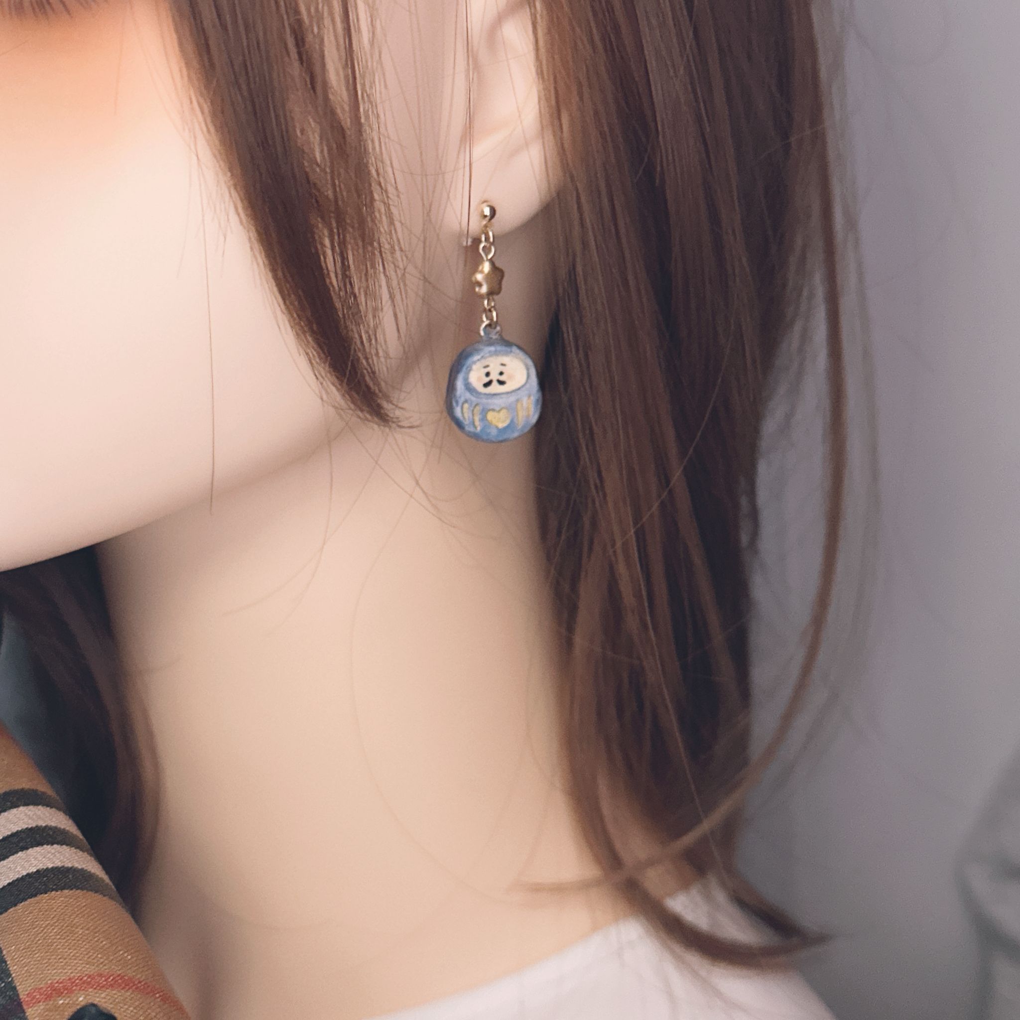 手繪 笑顏小達摩 黑白達摩/光耀藍