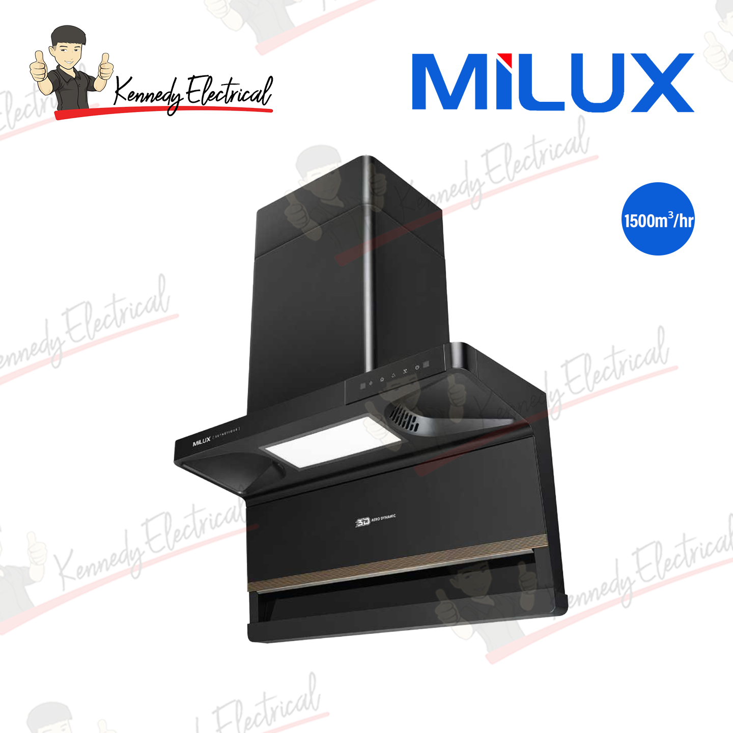 Milux 1500m³/hr Heat Auto Clean Chimney Hood (MHC-S9399)