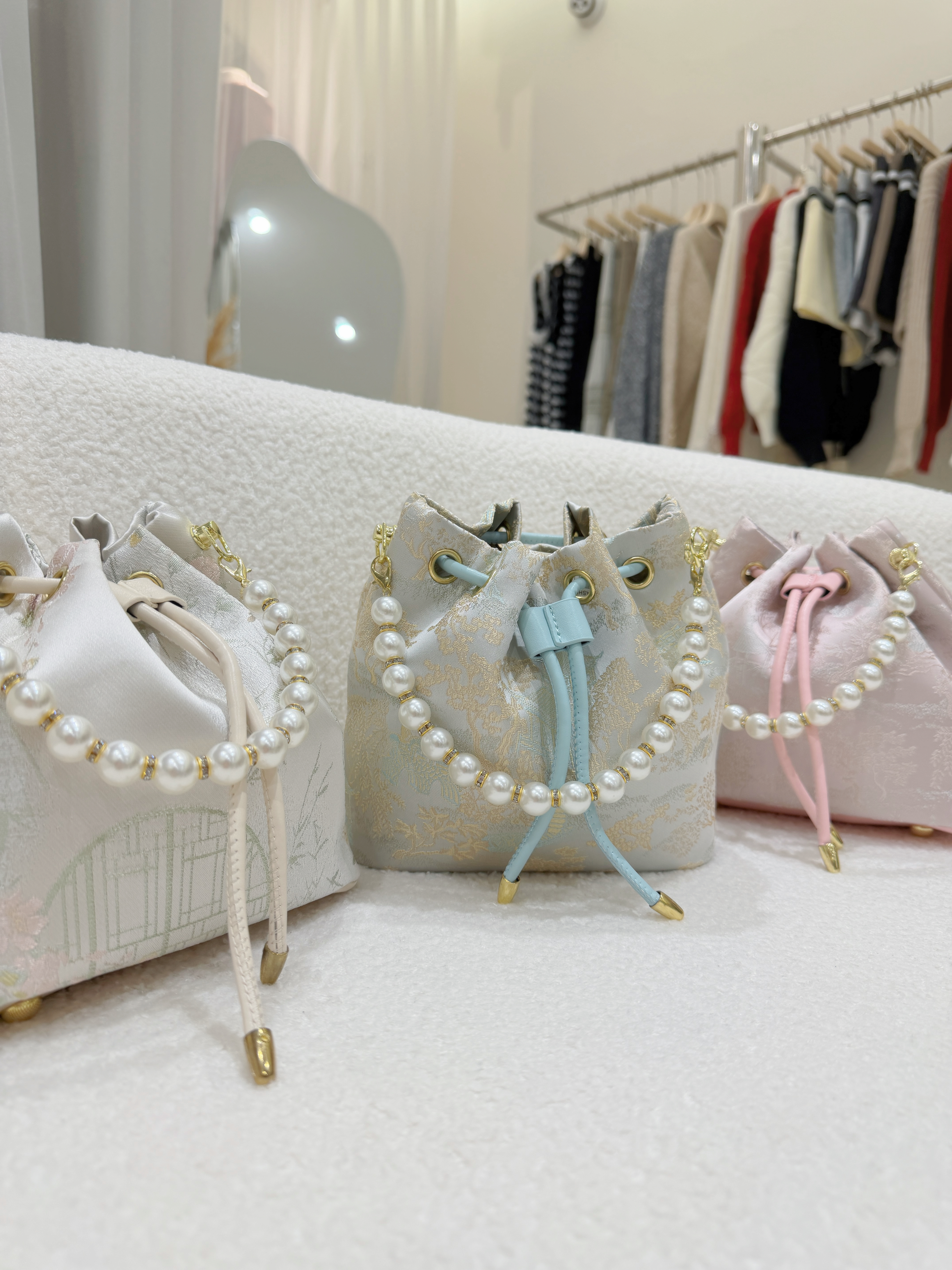 6674 新中式国风珍珠水桶包