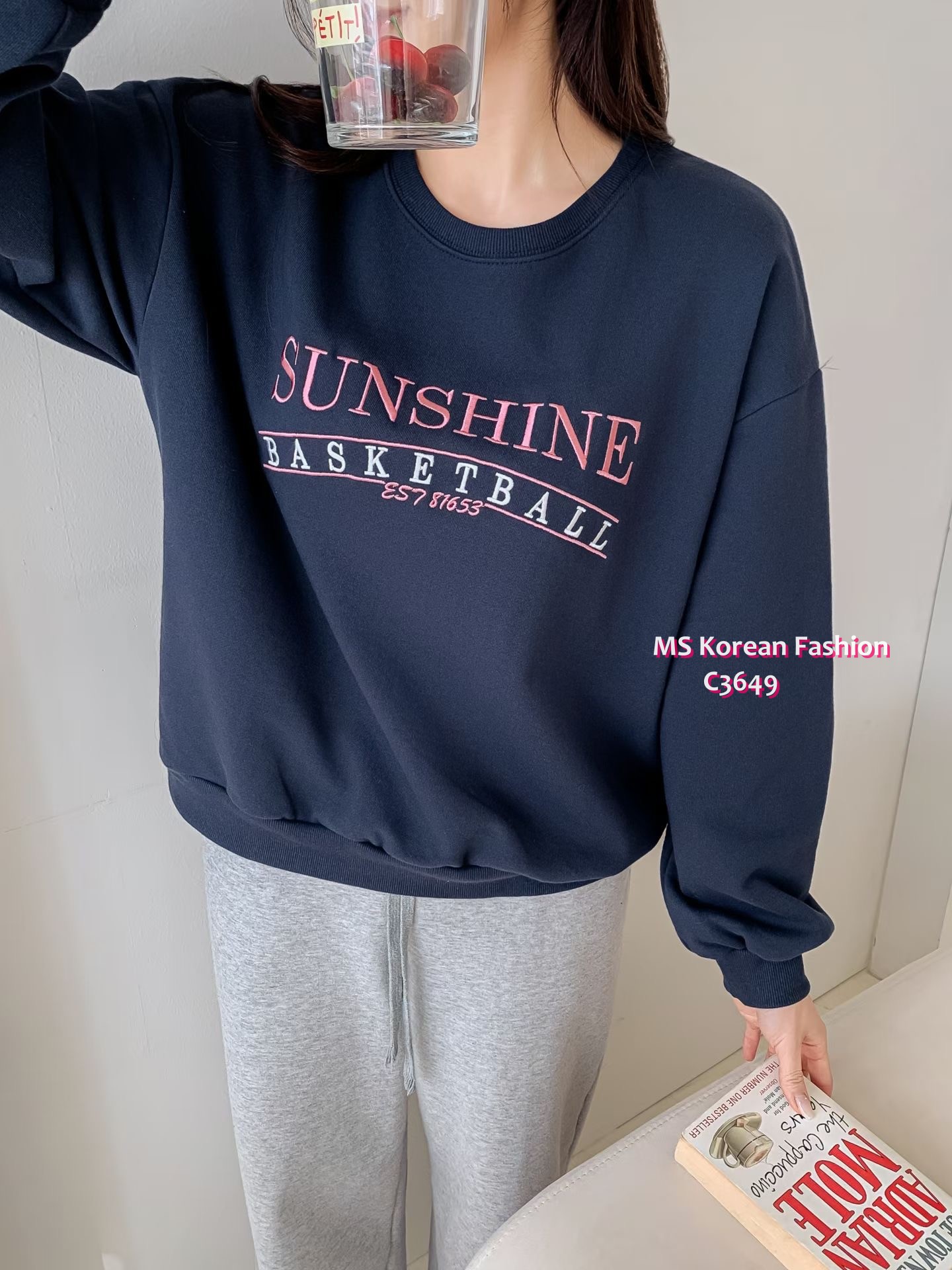 C3649 韓國🇰🇷拼色字母print衛衣