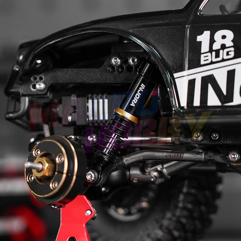 INJORA LS 59mm Aluminum Oil Shocks for 1/18 TRX4M 4PCS BLACK #530384