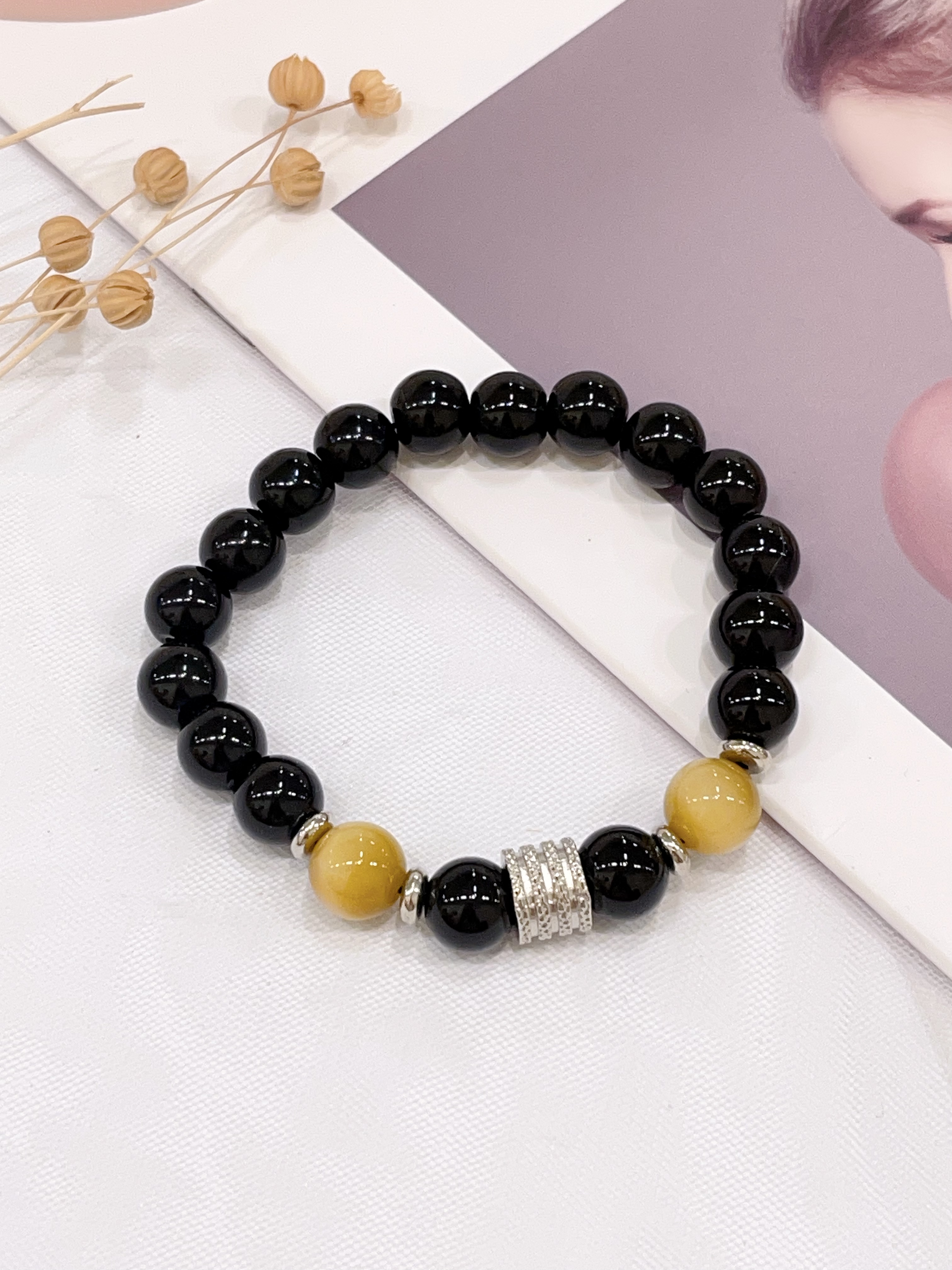 🐯 金虎眼 × 黑曜石手串 Golden Tiger Eye & Obsidian | 10mm