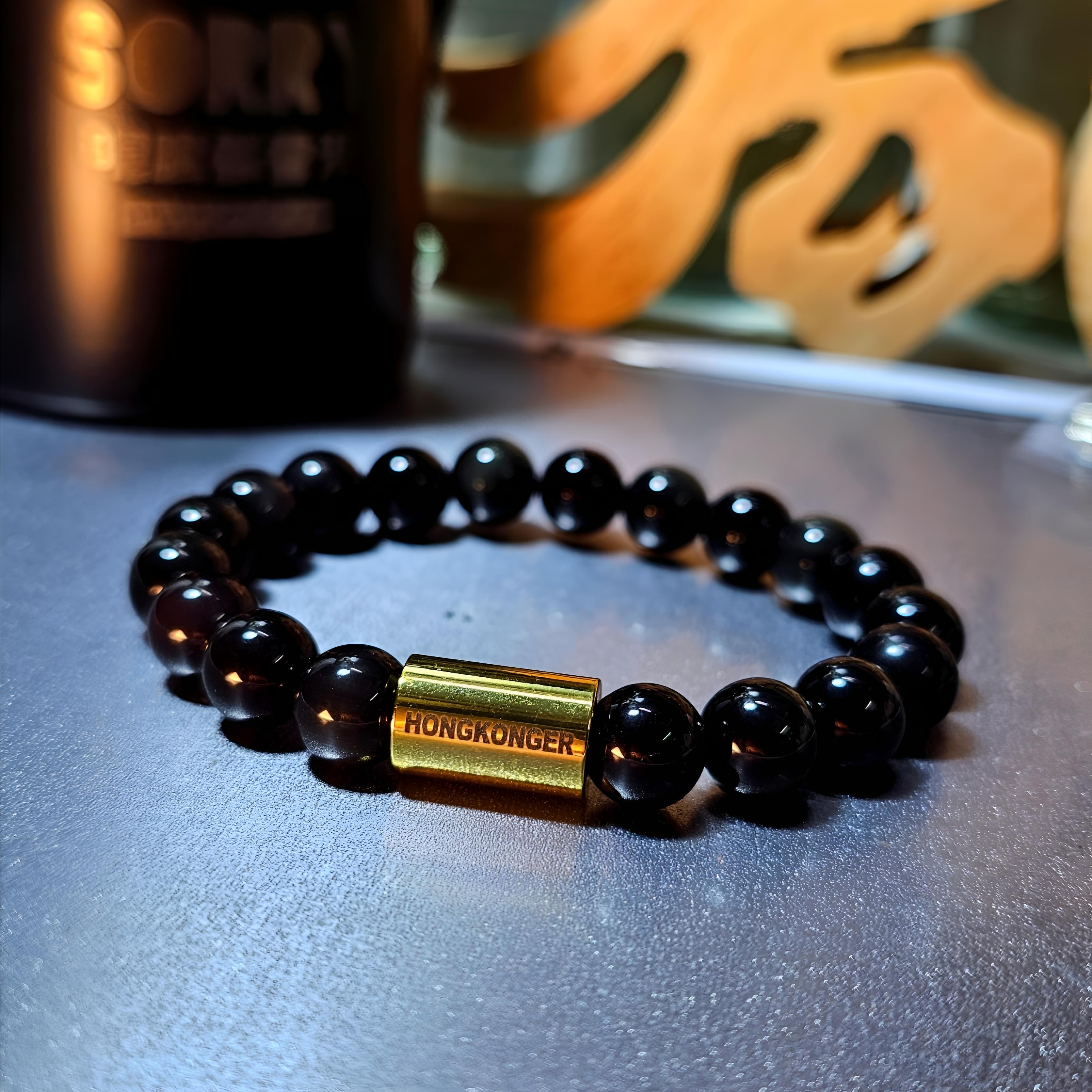 【銀影山脈】銀耀石金屬飾筒手串