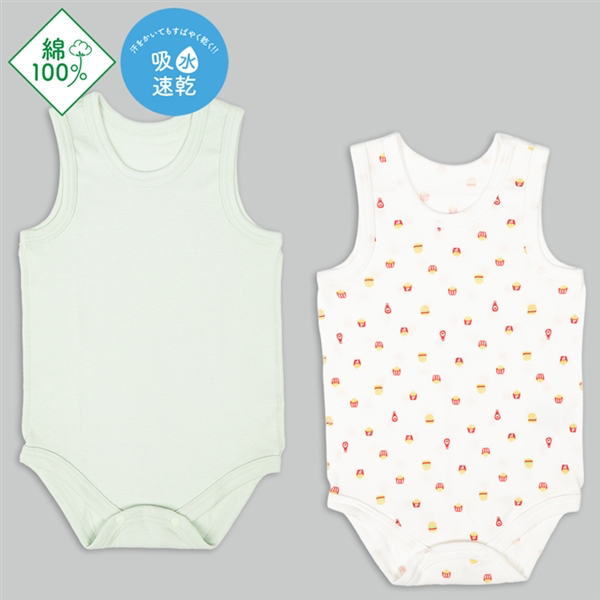 🇯🇵預訂 日本直送🇯🇵快餐印花純棉無袖背心包屁衣兩件套