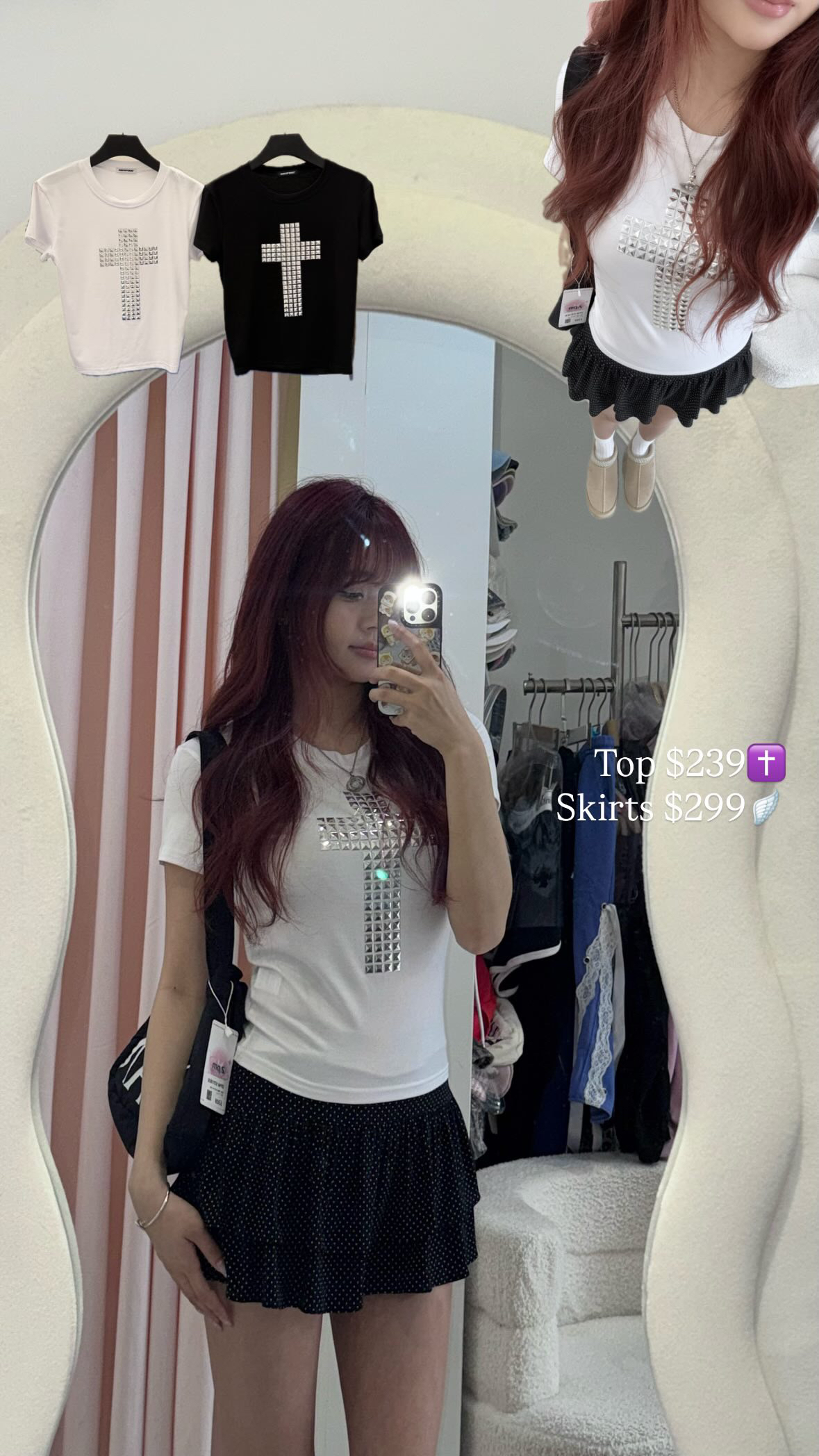 韓國窩釘十字架薄Tee