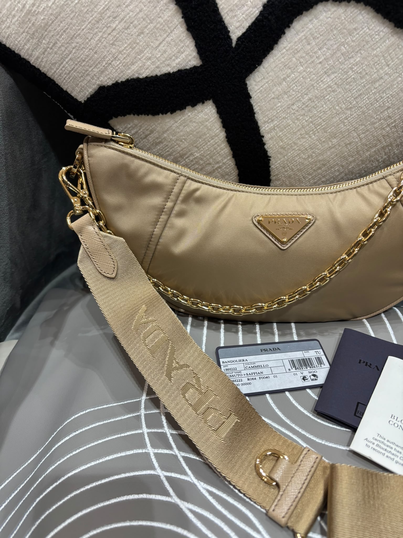 PRADA Re-Nylon Demi-Lune hobo bag 2 way bag 1BH222 100%Authentic, 95%New ✅ certificate ✅Dust Bag