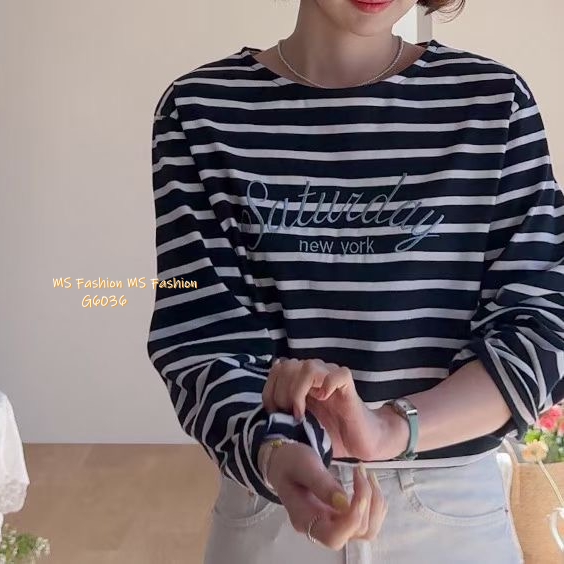 G6036 韓國🇰🇷刺繡字母橫間top