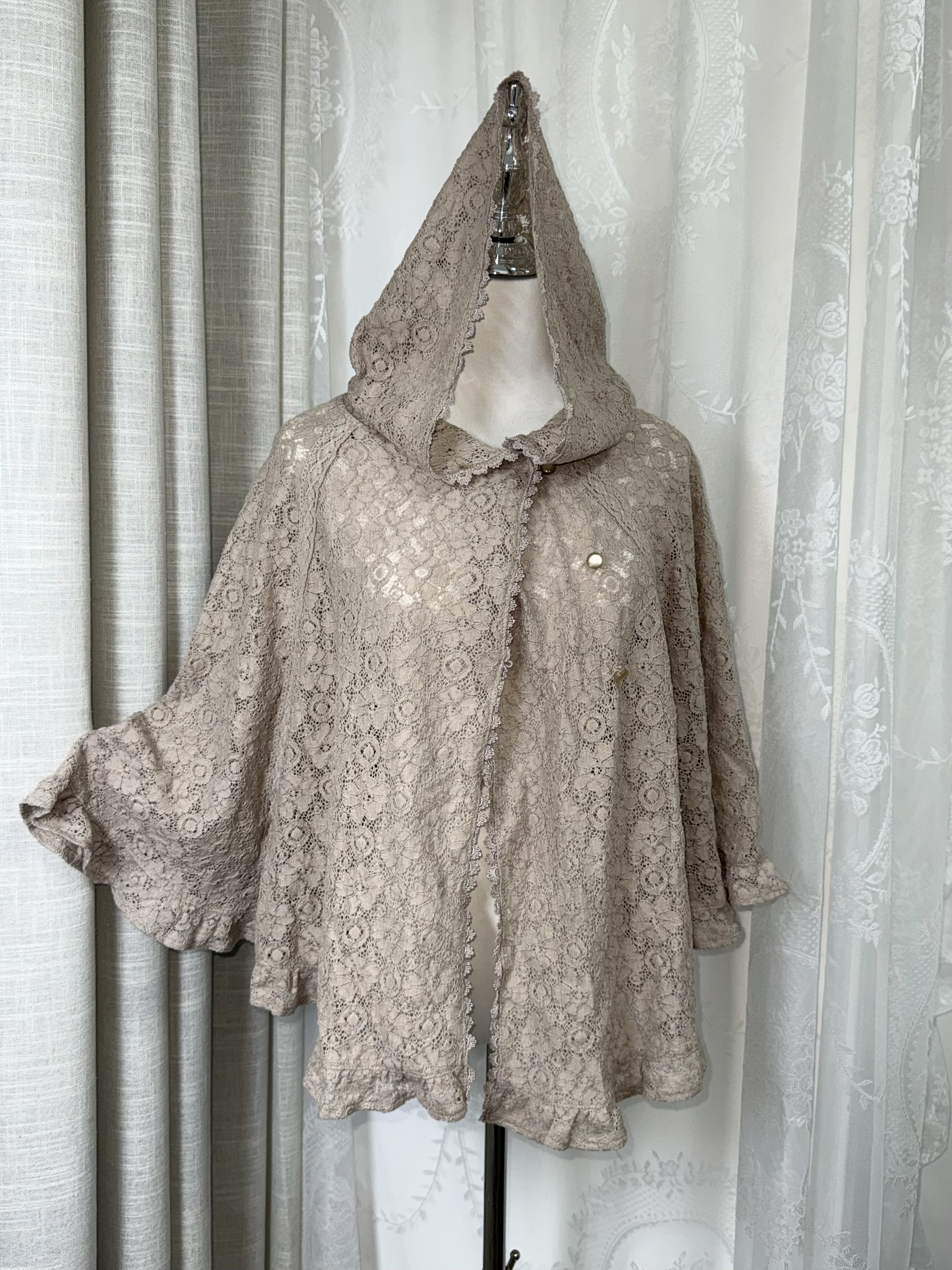 Lotus root pink Lace with Open Collar Coat
