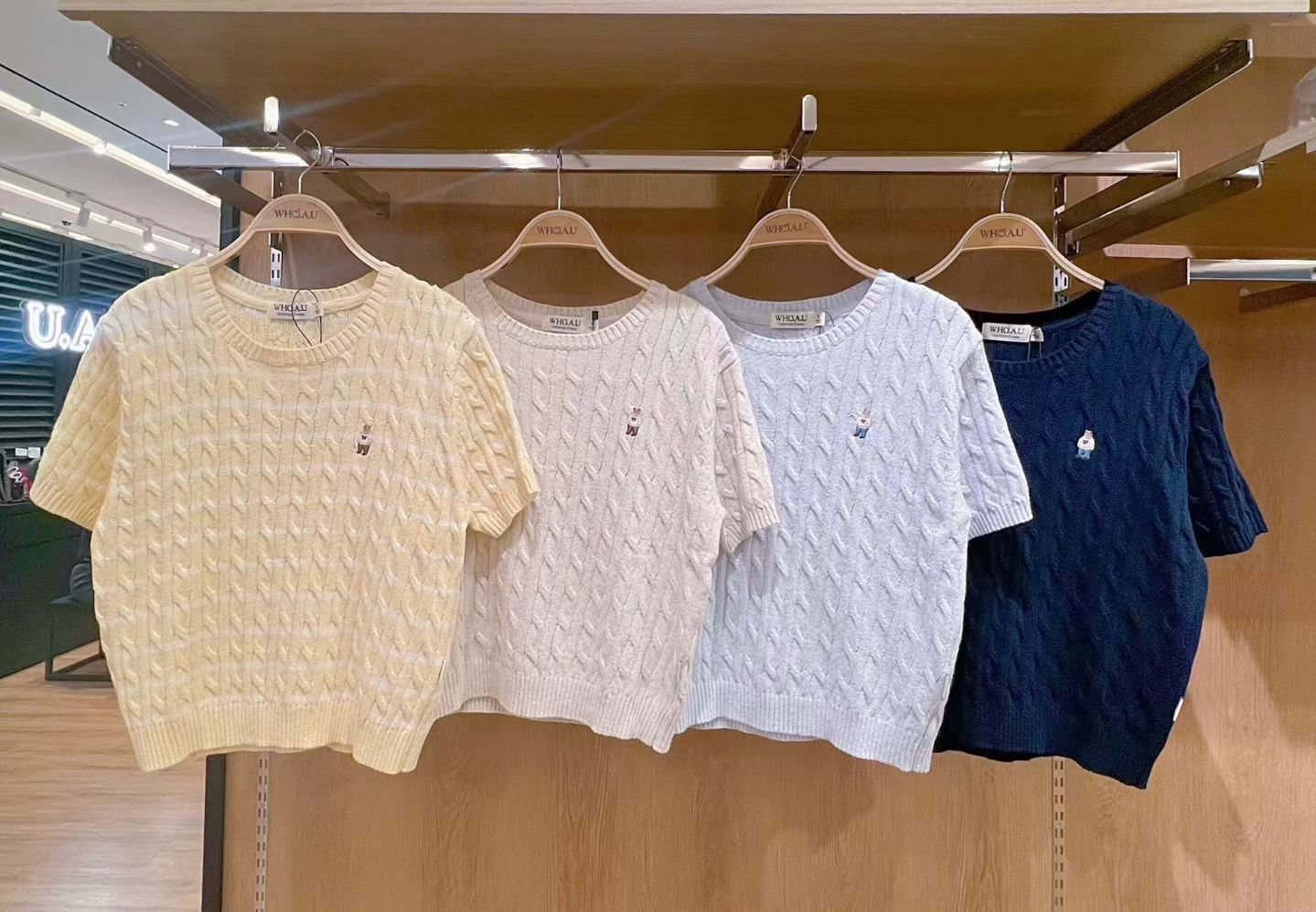 *🇰🇷韓國直送最新款Who.A.U 刺繡小熊圓領針織衫 Steve Melange Short Sleeve Sweater 折扣優惠🈹*