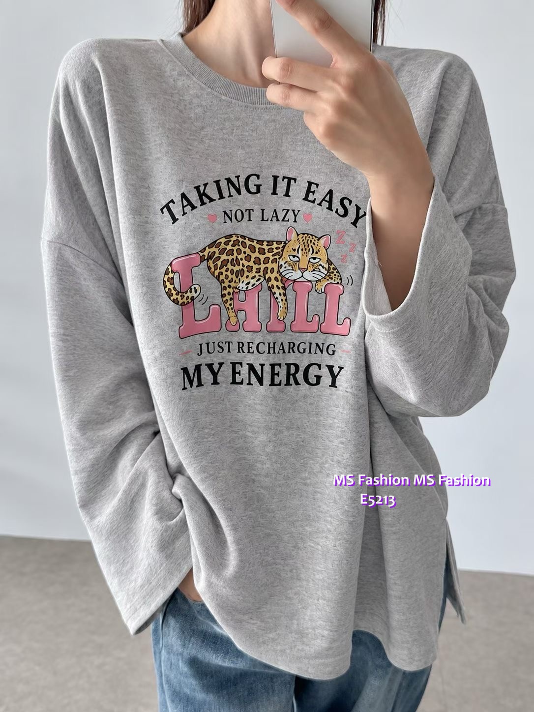 E5213 可愛老虎仔oversize tee