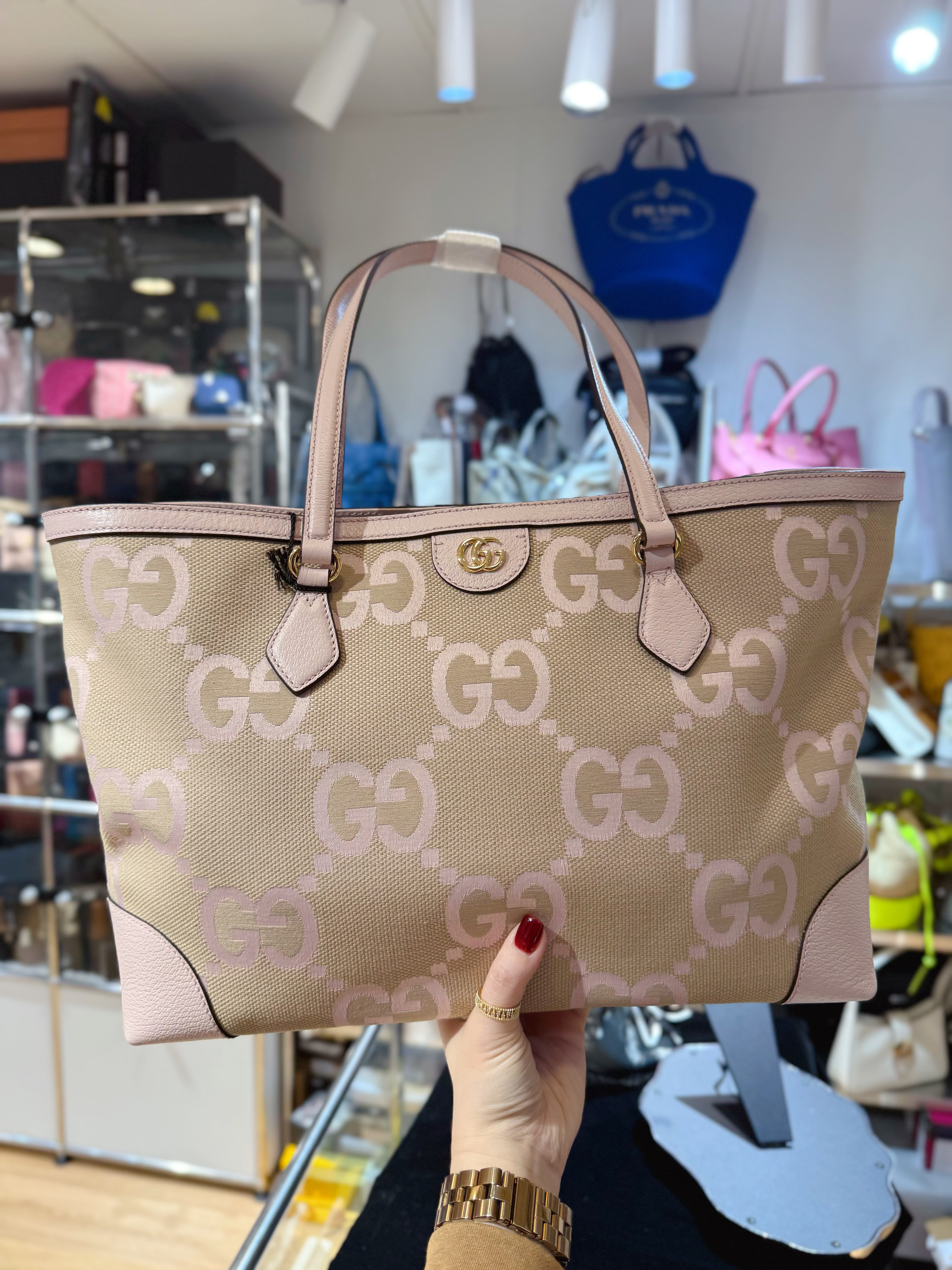 Gucci Ophidia jumbo GG tote pink