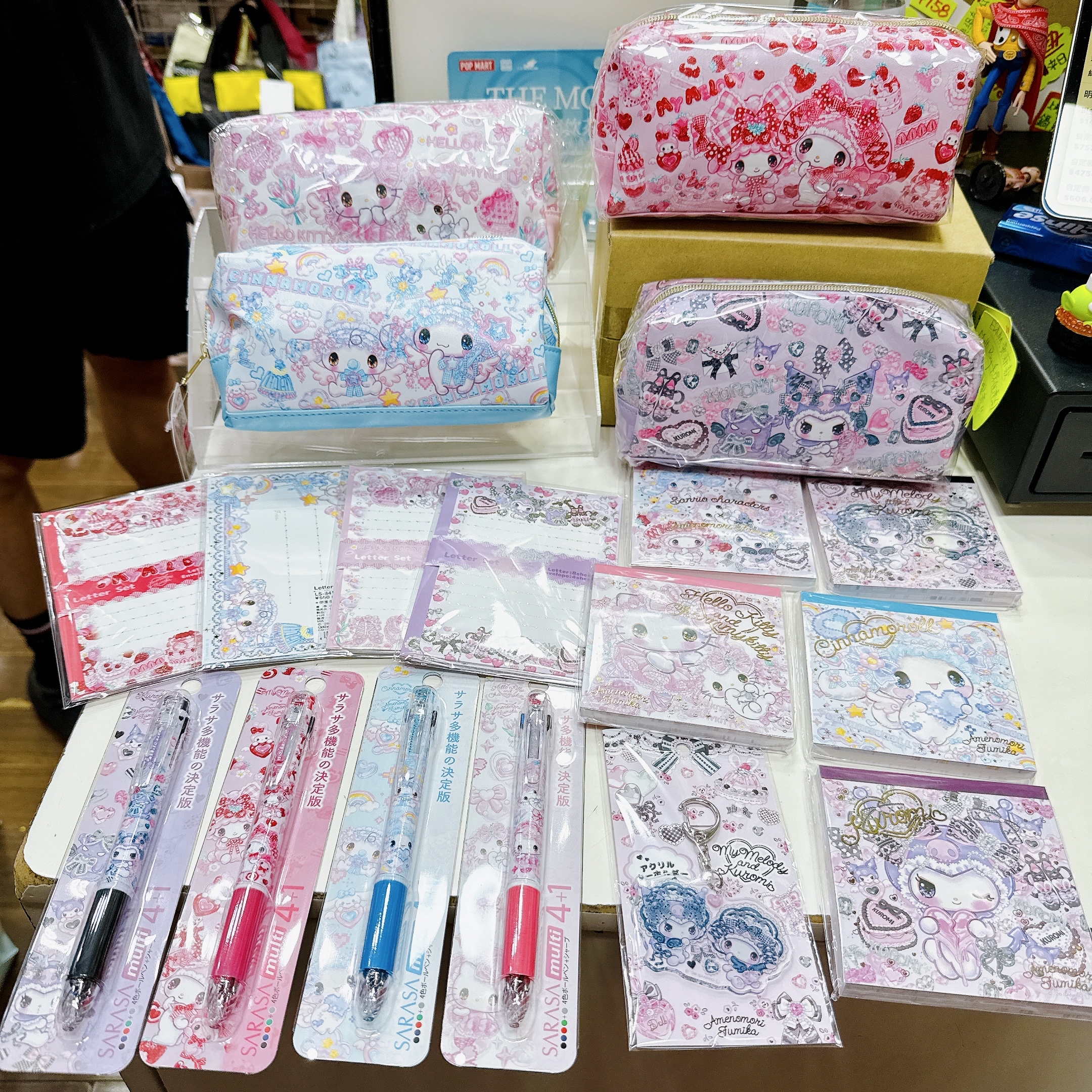 日本直送Sanrio聯成 Amenomori Fumika系列筆  信紙套裝 四色原子筆鉛芯筆 鎖匙扣