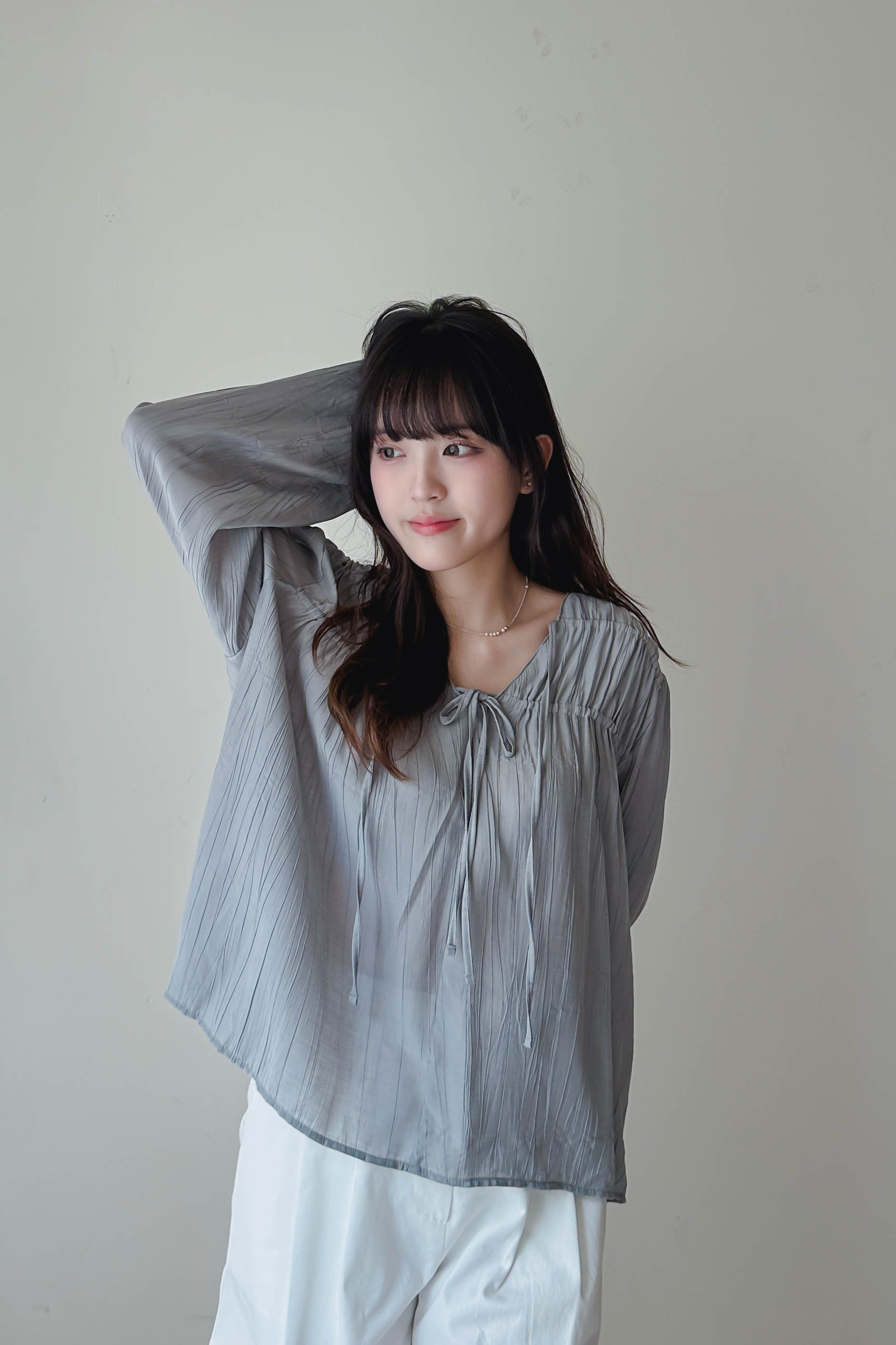 氣質天絲綁帶薄長Top (三色入)