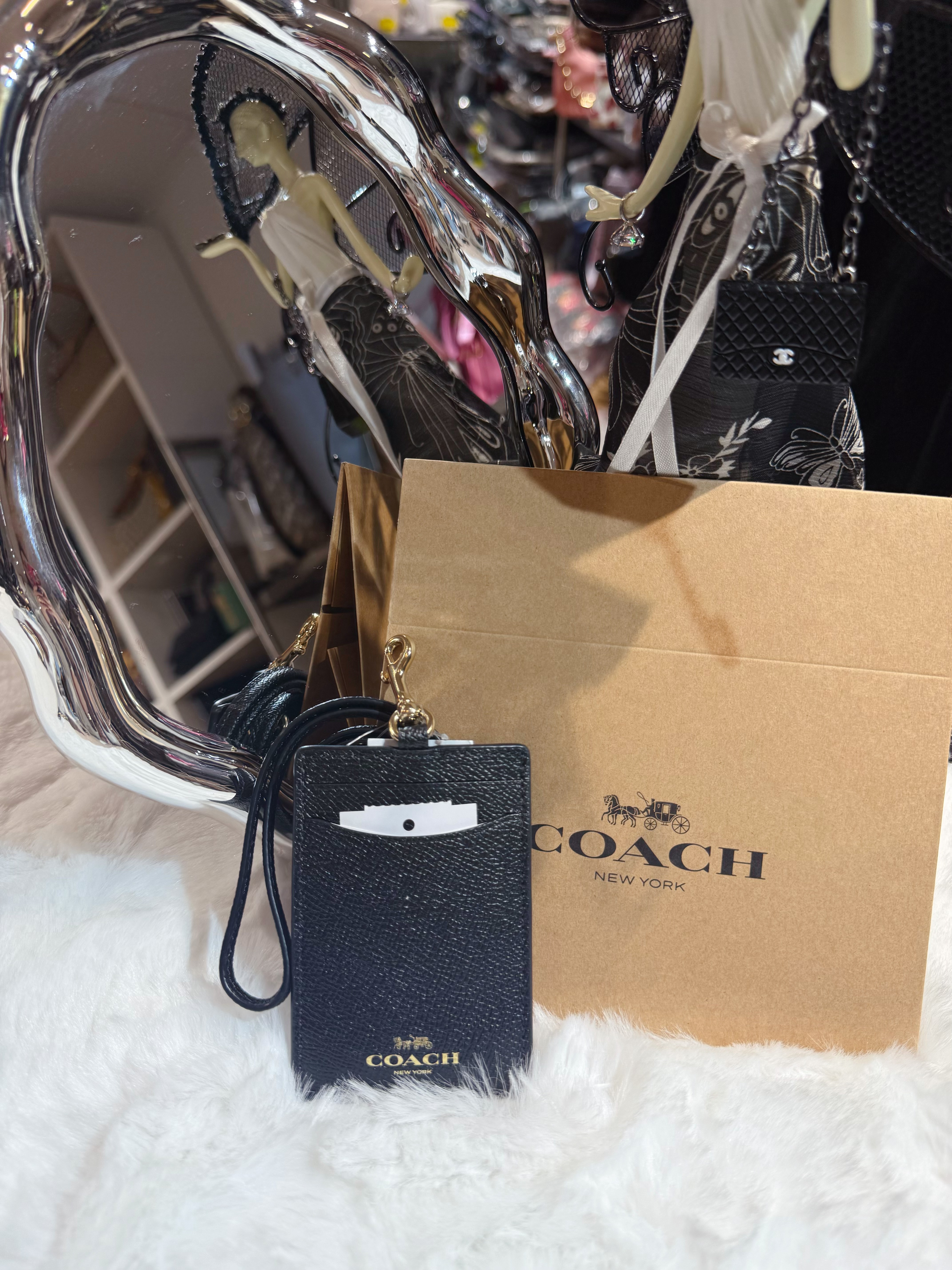 Coach lanyard card case sf/blk
