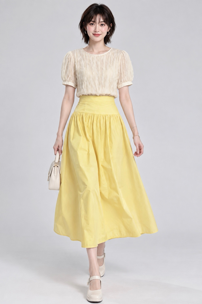 260251 Textured Puff Sleeve Blouse