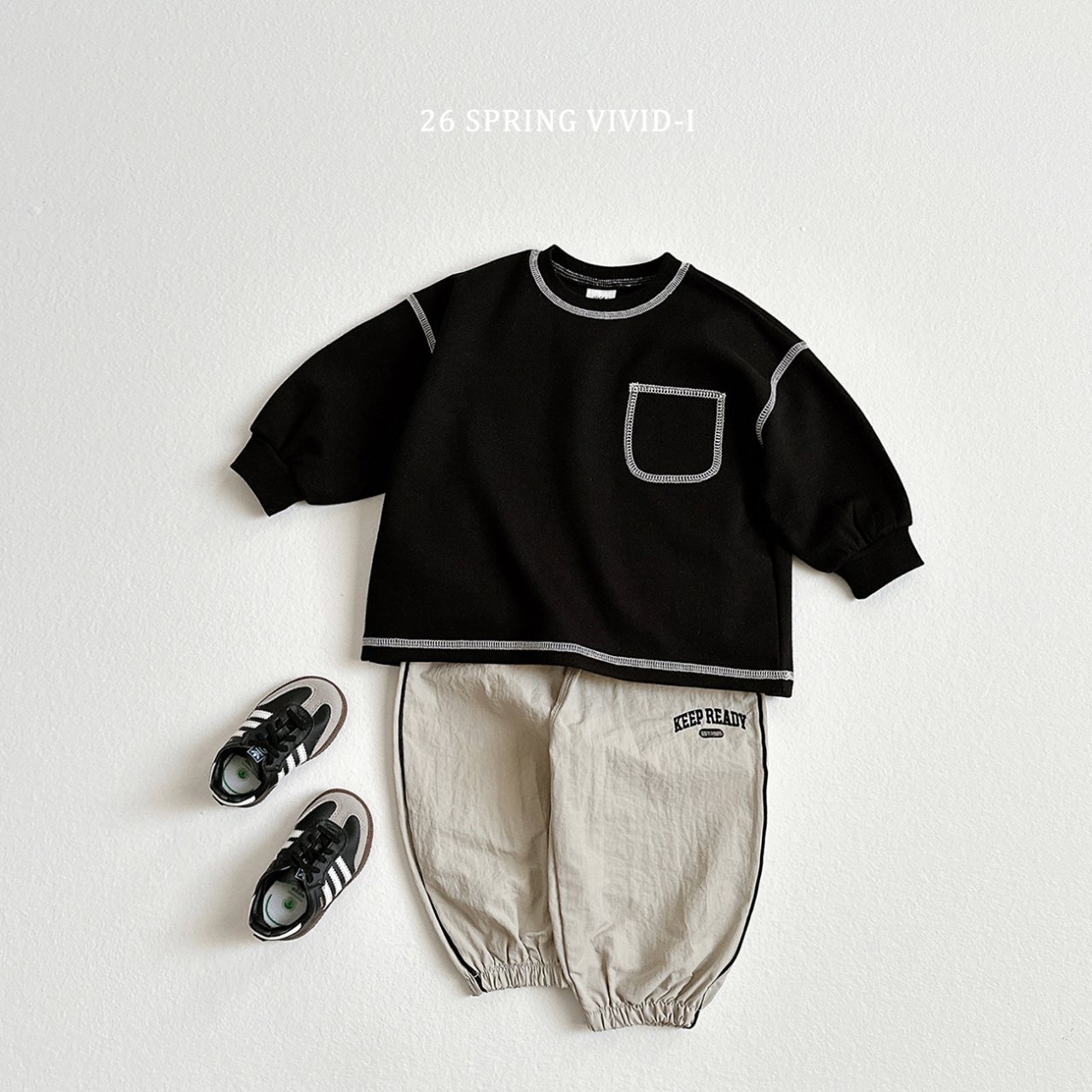 🌸預訂 韓國直送🌸🇰🇷VIVIDI四色口袋撞色縫線長袖短褲上下套裝