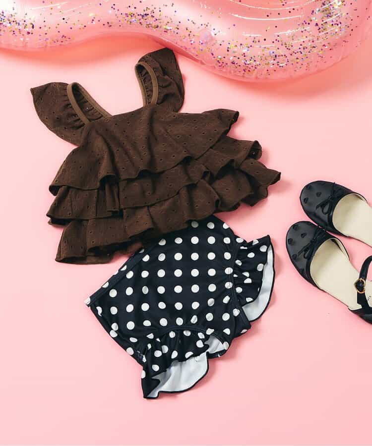 🇯🇵預訂 日本直送🇯🇵Apres les cours兩色多層蕾絲荷葉邊分體泳衣