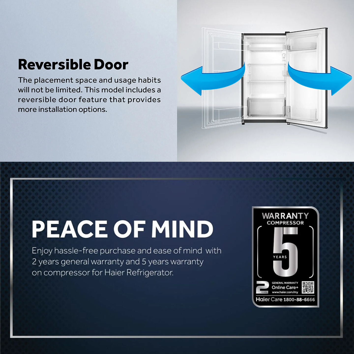 Haier 118L 1-Door Refrigerator (HR-128H)