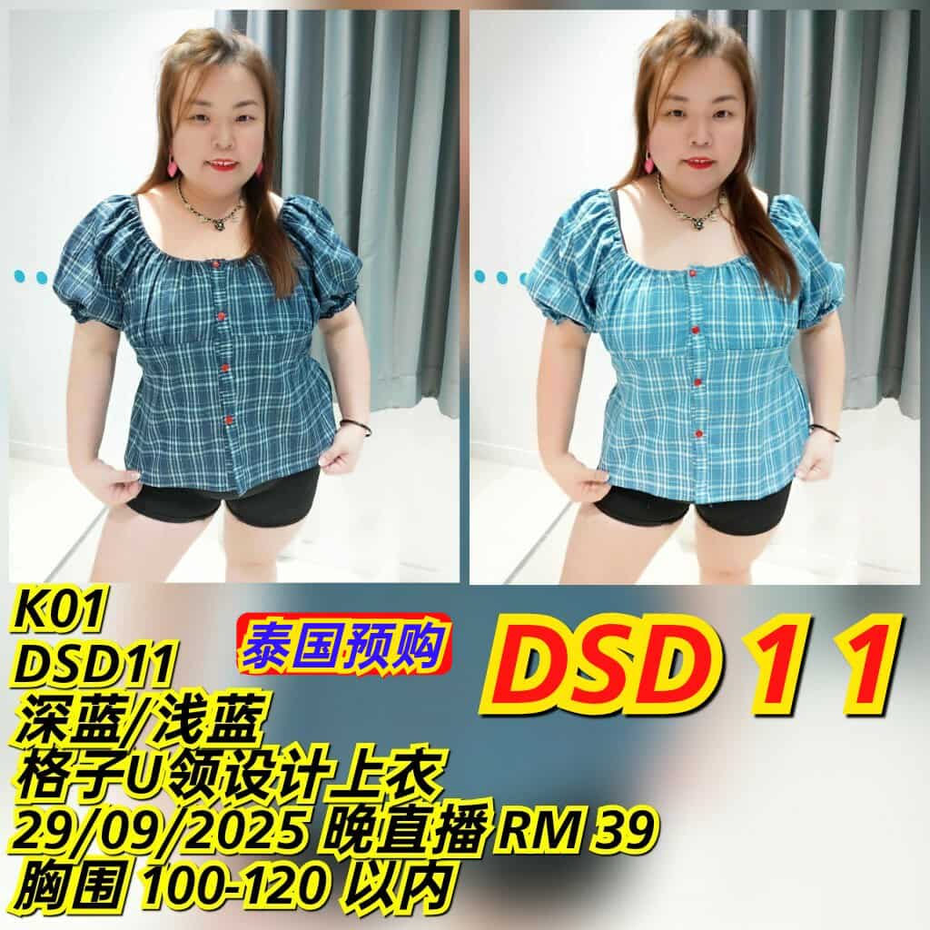 DSD11 格子U领设计上衣