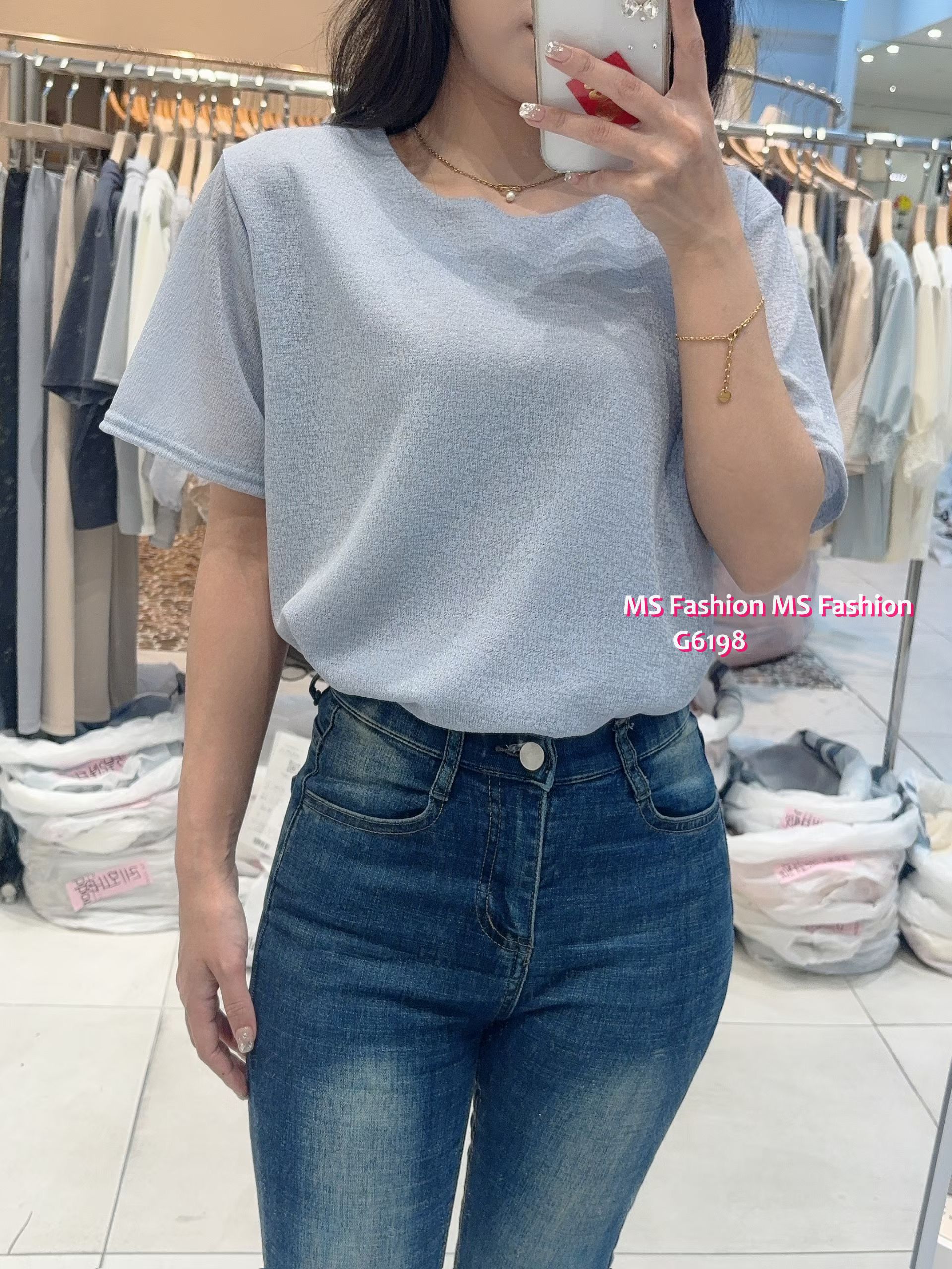 G6198 韓國🇰🇷淨色假兩件top