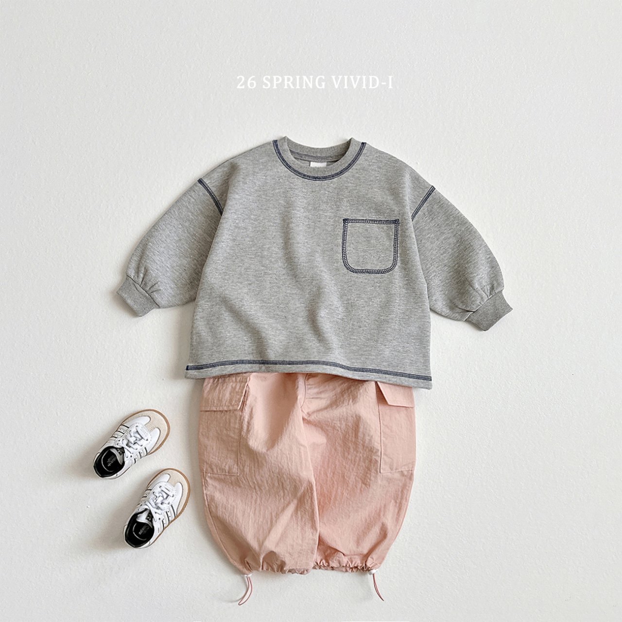 🌸預訂 韓國直送🌸🇰🇷VIVIDI四色口袋撞色縫線長袖短褲上下套裝