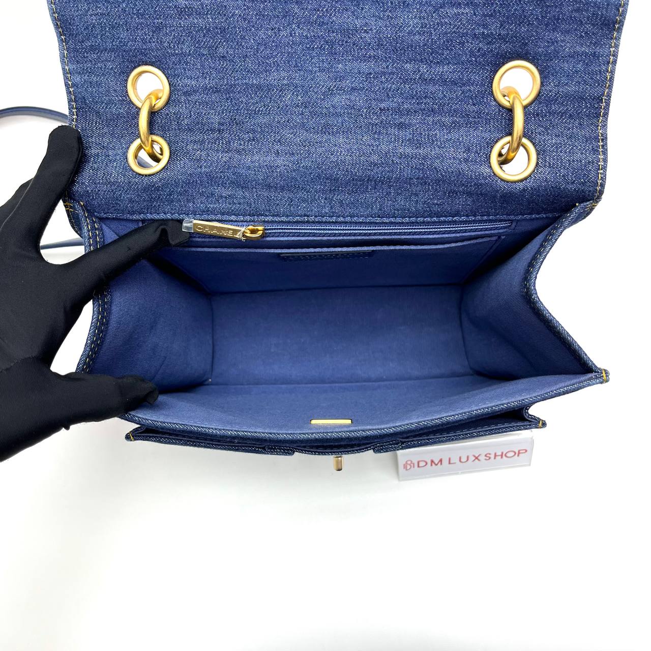 Chanel 23S Double You Blue Denim Backpack GHW (Microchip)