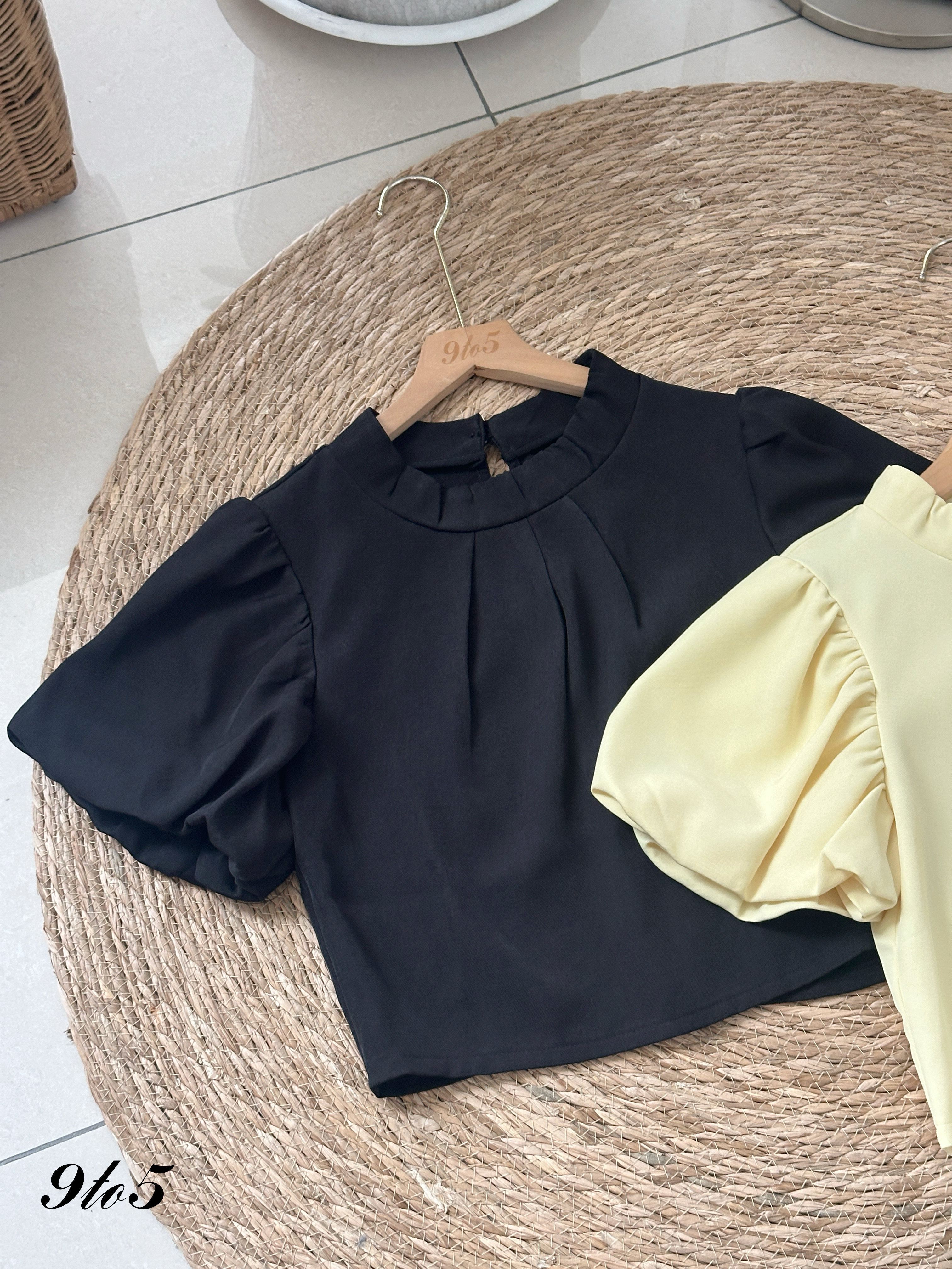 T4132 Puff Sleeve Crop Top - 4 Colors 